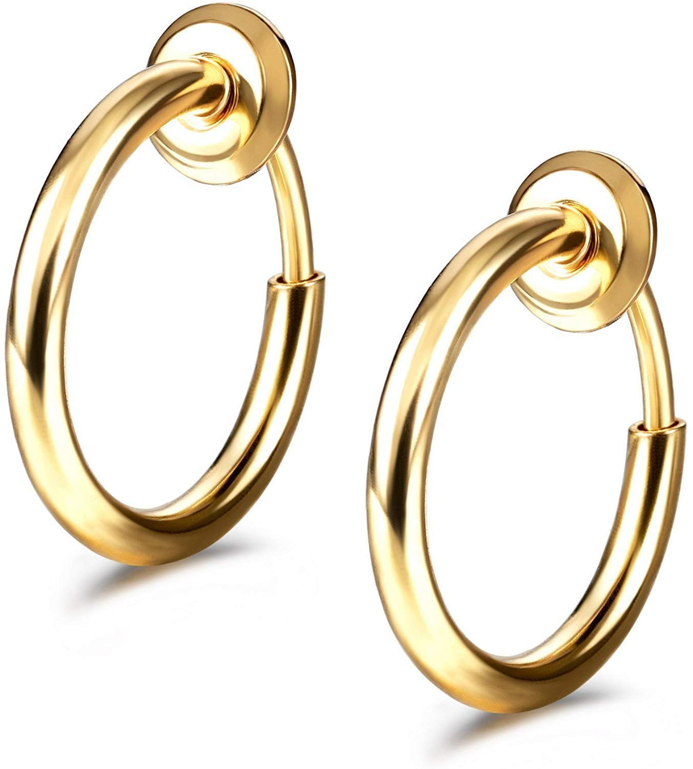 Anodized Gold Fake Nose Ring Hoop - Clip On Non Piercing Septum & Cartilage Earrings for Women (Pair) | Perfect for Costume Parties, Cosplay & Everyday Fashion Accessories