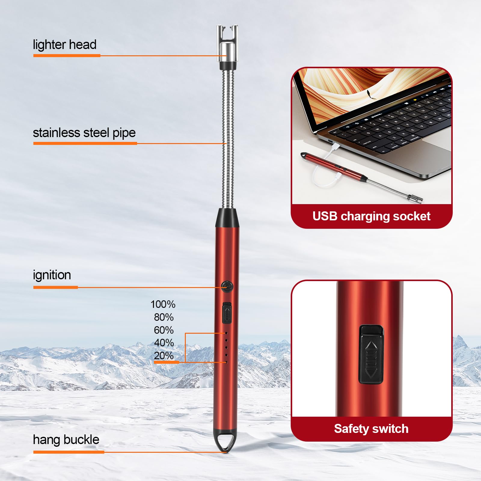 Portable Propane Heater 12,000-18,000 BTU with USB Rechargeable Lighter - 3 Heat Settings for Outdoor, Garage, RV, Camping & Workspaces - Indoor Safe Buddy Heater for Patio, Tailgating & Emergency Heating