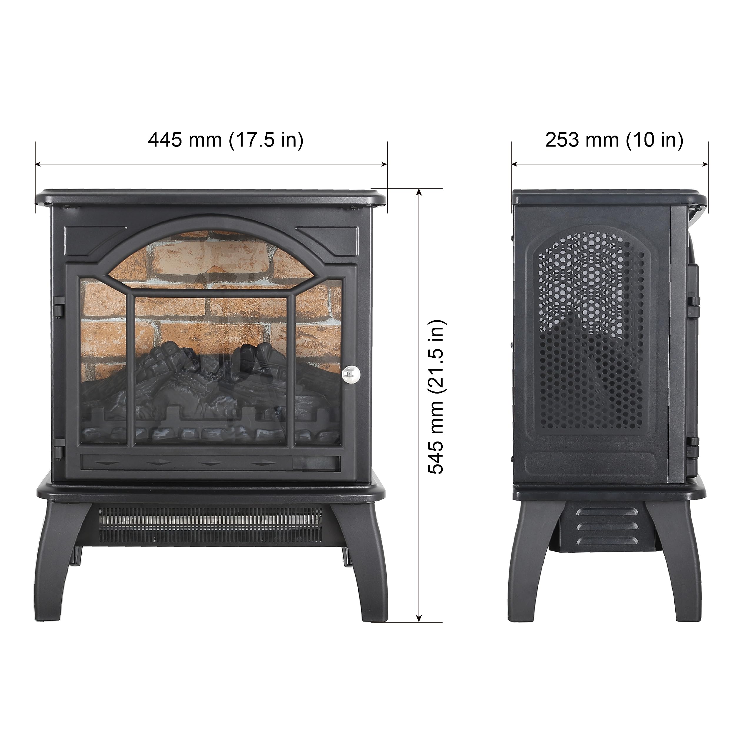 Freestanding Electric Fireplace Heater - 1500W Portable Infrared Fireplace Stove with 4 Realistic 3D Flame Effects, Adjustable Temperature & Timer, Remote Control - Perfect for Living Room, Bedroom, Office & Small Spaces