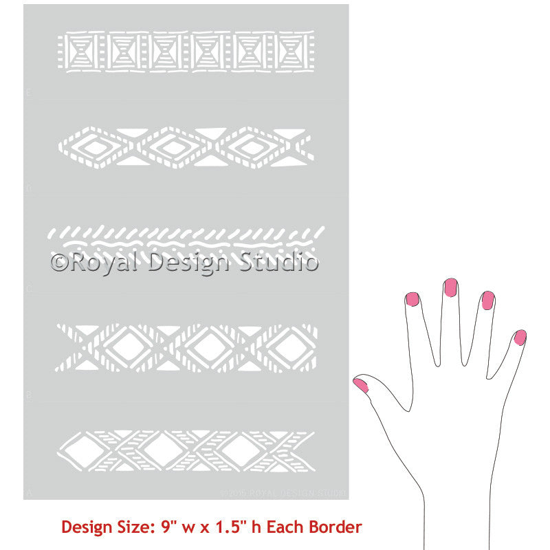 Tribal Border Craft Stencil Set - 12 Reusable DIY Templates for Scrapbooking, Wall Art & Home Decor | Perfect for DIY Projects, Card Making & Creative Painting