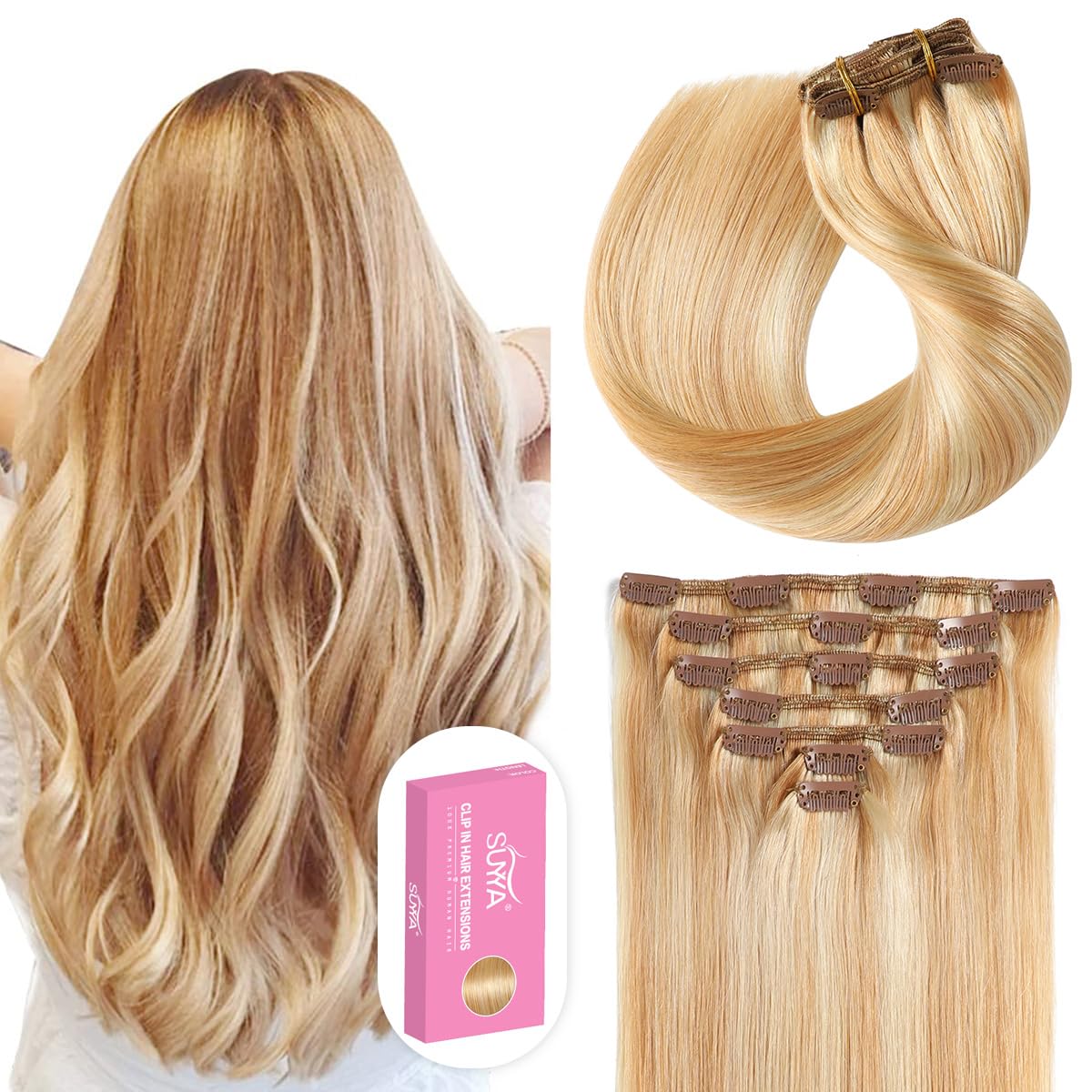 SUYYA Clip-in Human Hair Extensions 14