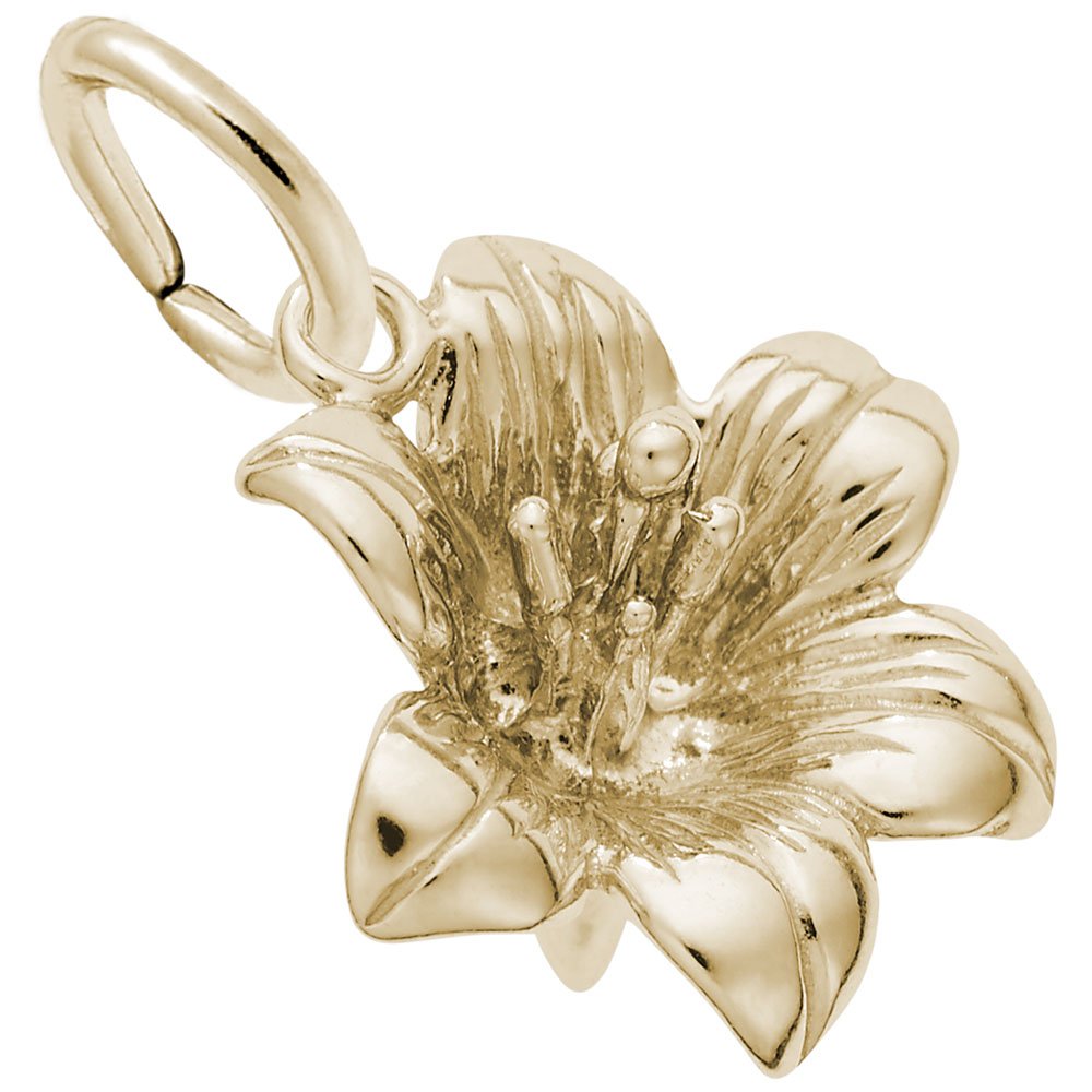 10K Yellow Gold Lily Charm Pendant - Elegant Jewelry for Bracelets & Necklaces - Perfect for Gifts, Weddings & Everyday Wear