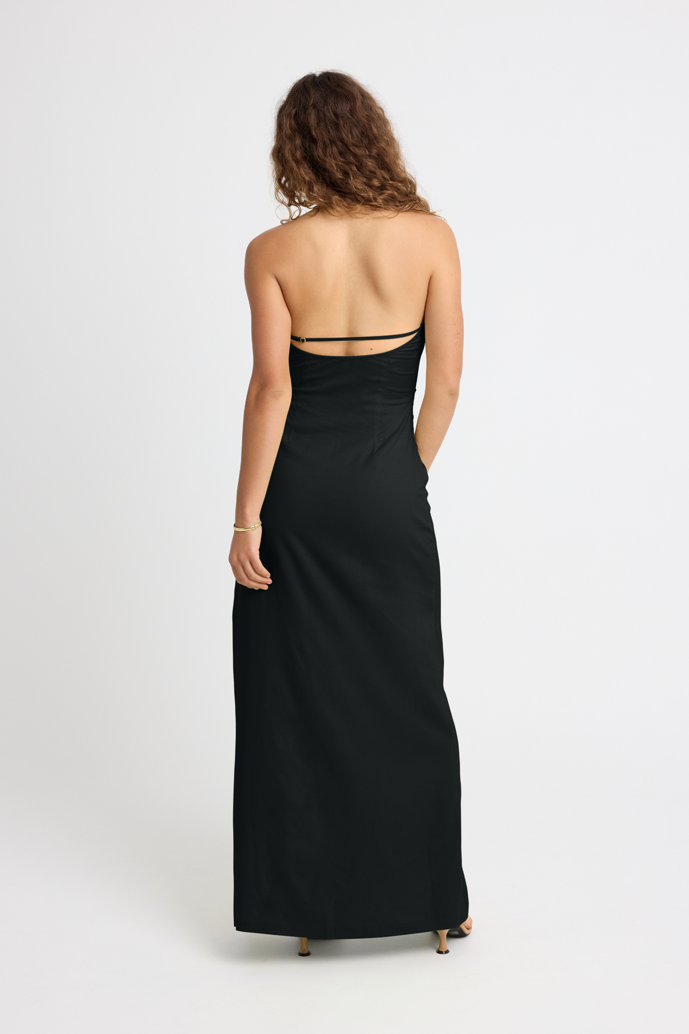 Dani Linen Halter Dress for Women - Summer Black Flowy Beach Dress for Vacation, Party & Casual Wear