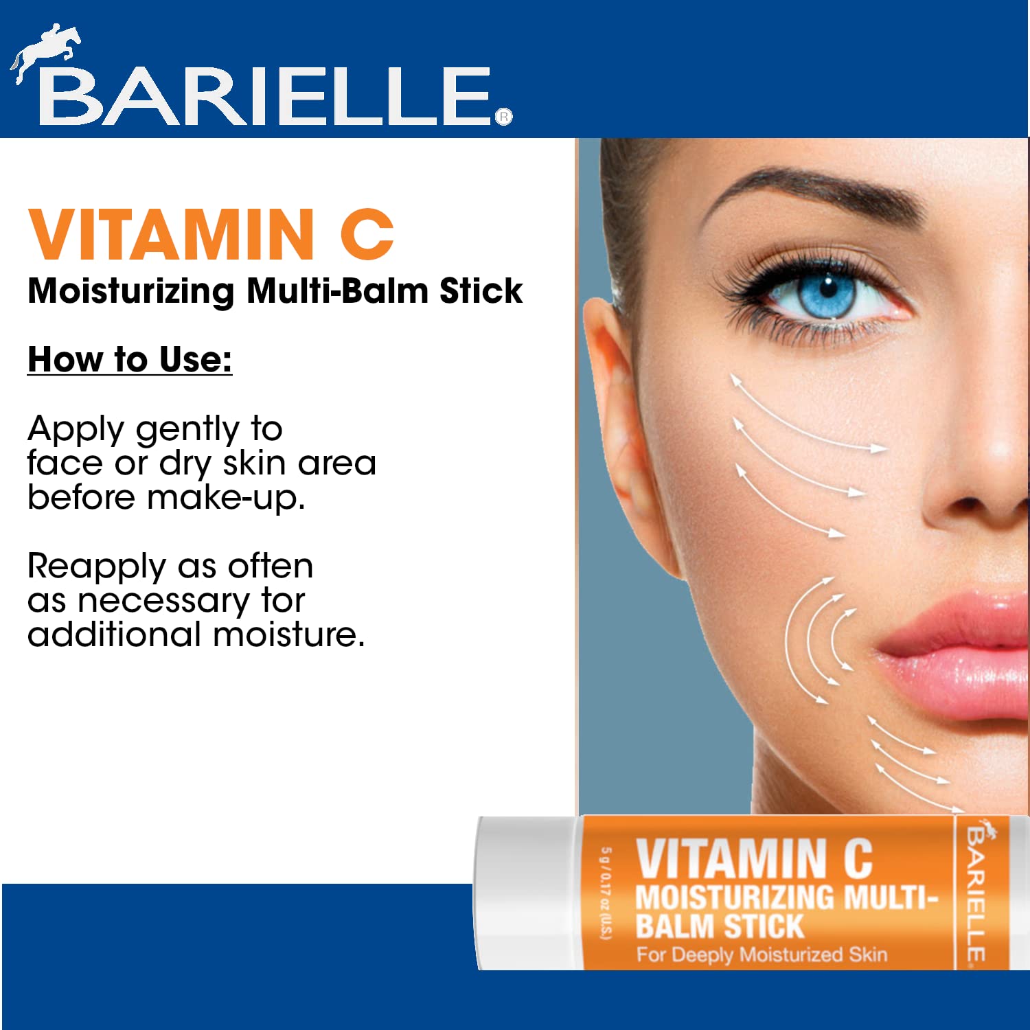 Barielle Vitamin C Moisturizing Balm Stick for Dry Skin - Hydrating Facial Treatment Stick with Antioxidants (4-Pack) | Daily Skincare Routine & Travel Essential