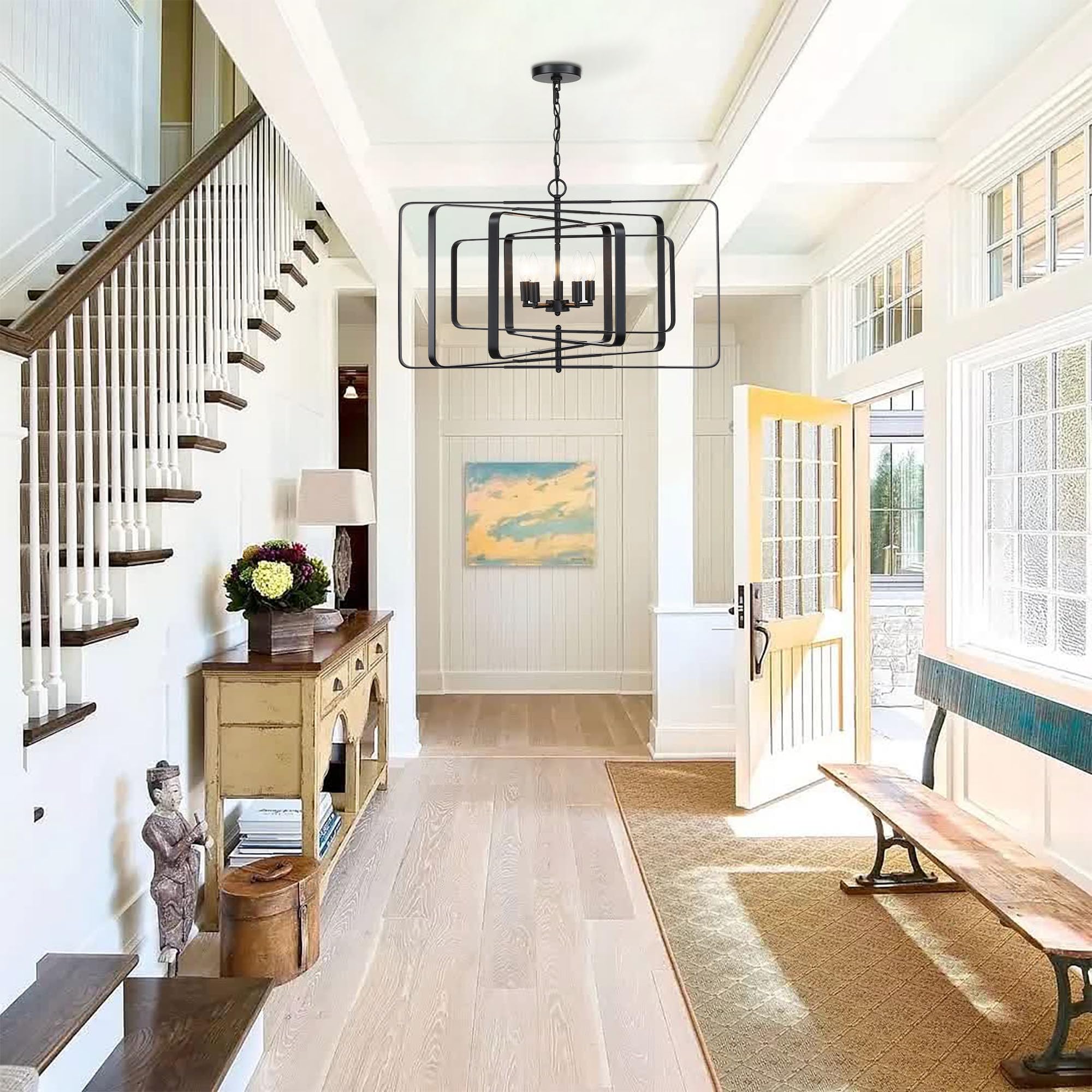 Modern 5-Light Black Chandelier - 32