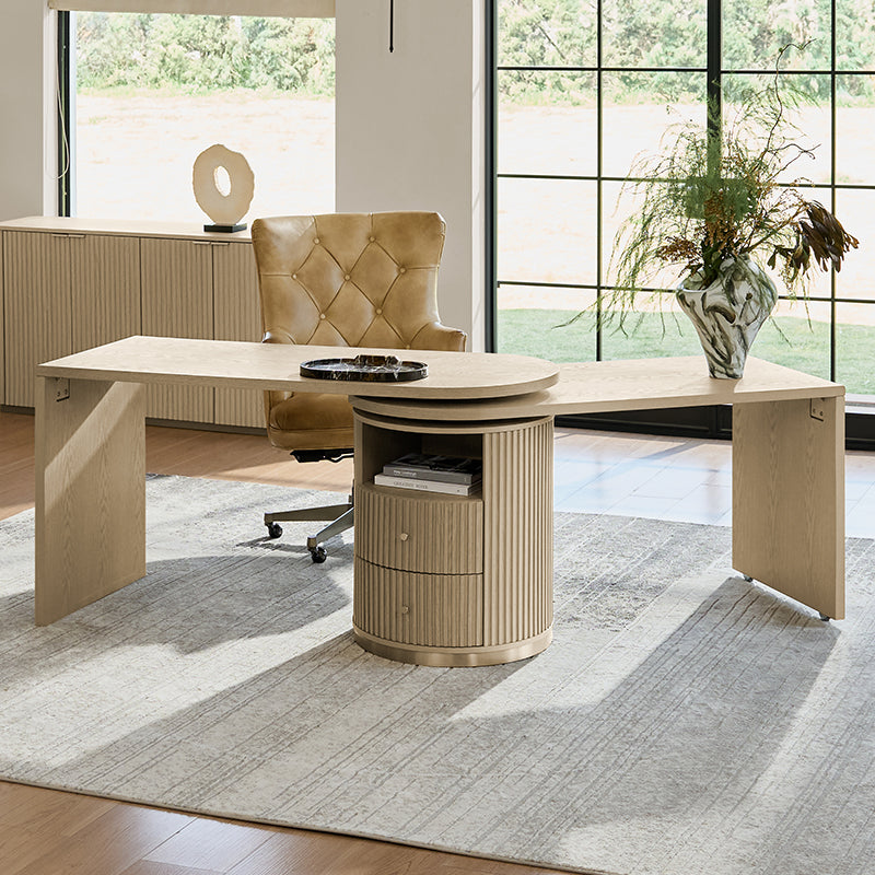 Modern L-Shaped 360° Rotating Wooden Office Desk - Ergonomic Home & Workspace Solution for Productivity & Comfort