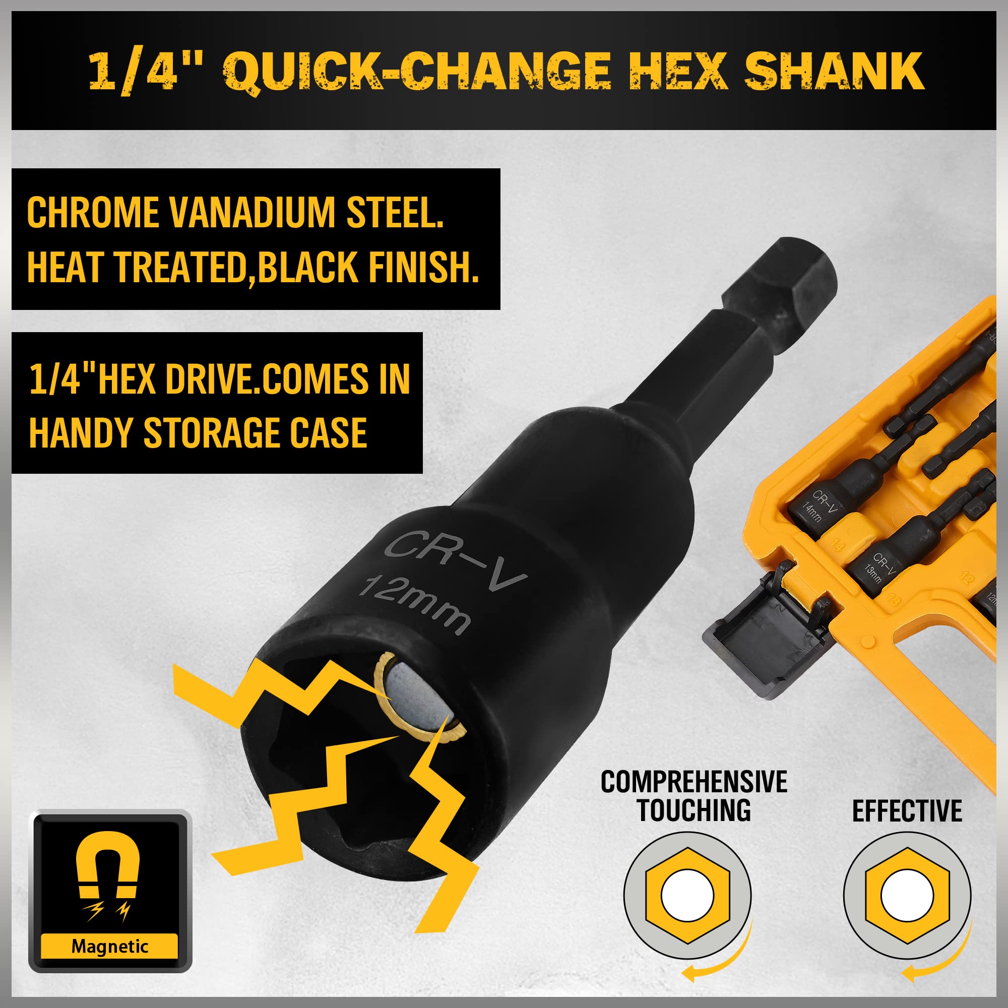 47-Piece Magnetic Nut Driver & Screwdriver Bit Set - High Strength Impact Drill Bits, Power Nut Drivers, Mini Ratcheting Wrench with Extension & Socket Adapter - Perfect for DIY Home Repairs, Automotive Maintenance & Construction Projects