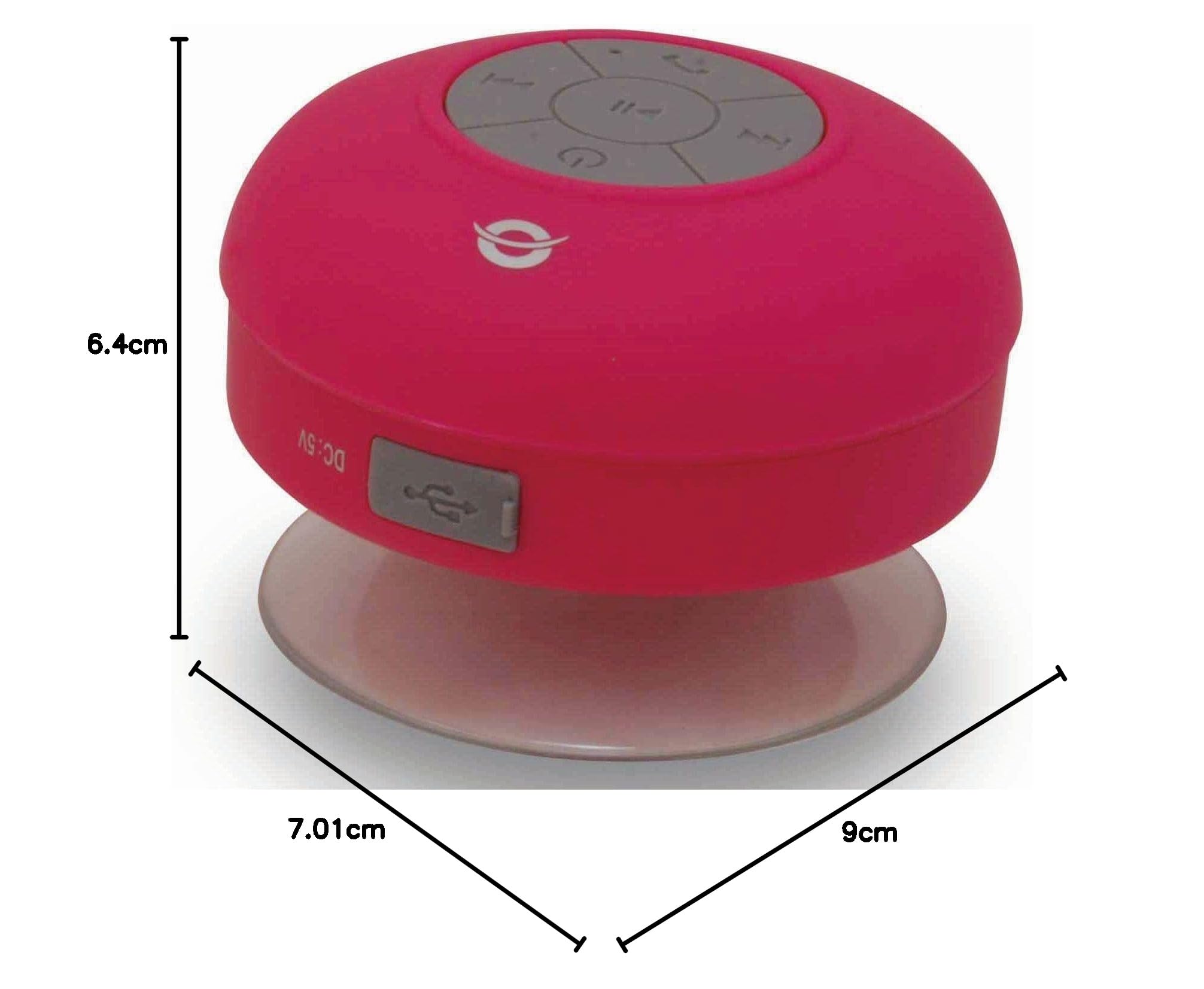 Conceptronic Bluetooth Speaker with Suction Cup - Portable Wireless Speaker, Pink - Perfect for Shower, Pool, Beach & Outdoor Adventures
