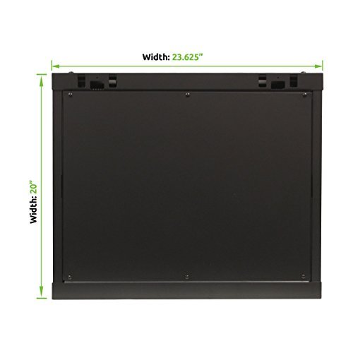 NavePoint 9U Wall Mount Server Rack Cabinet with 2 Cooling Fans, Locking Glass Door & Removable Side Panels - 19 Inch Network Enclosure (23.6