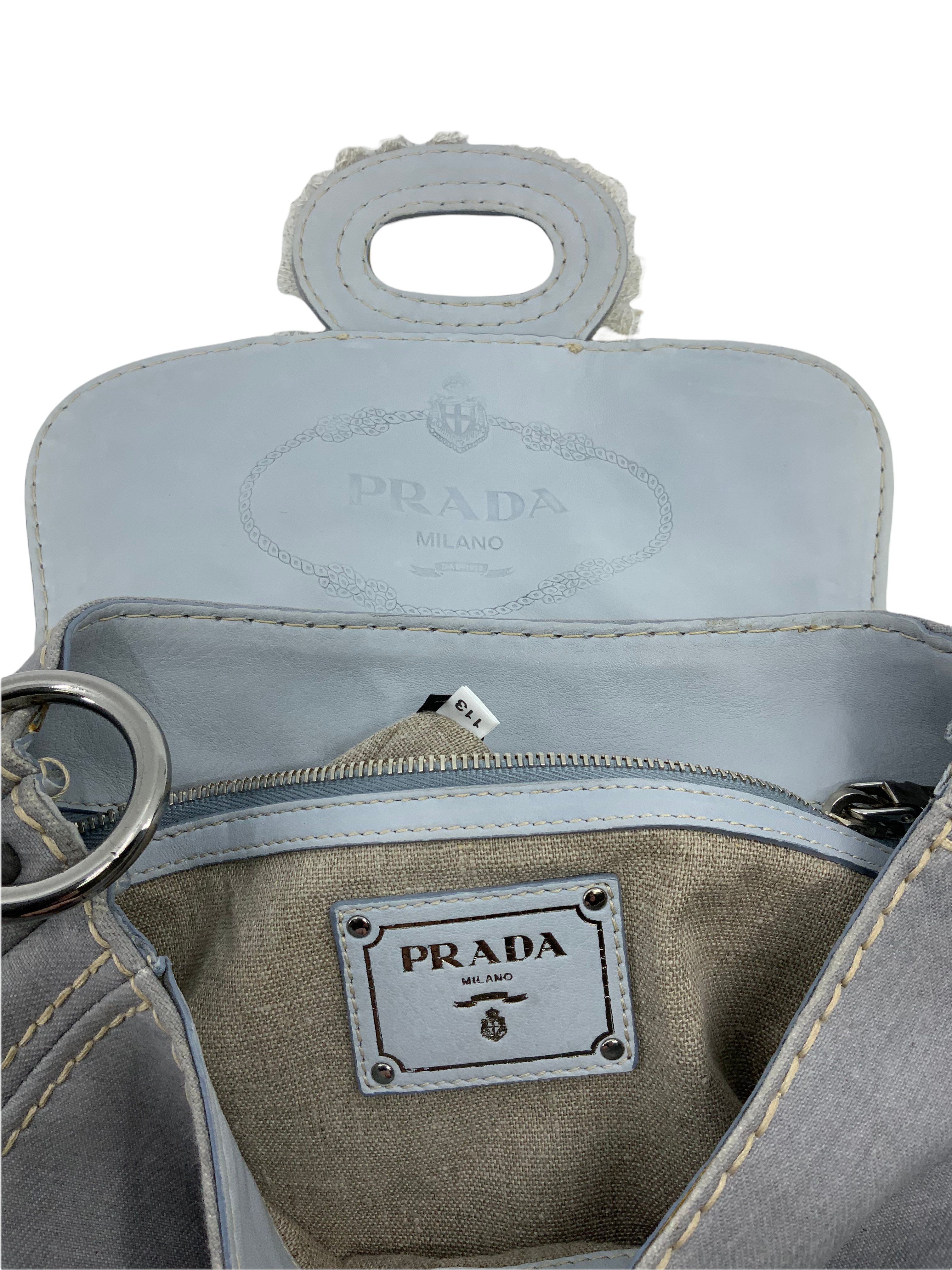 Prada Pattina Sottospalla Denim Fringe Large Flap Shoulder Bag - Stylish Designer Handbag for Women, Perfect for Casual Outings, Parties & Daily Use