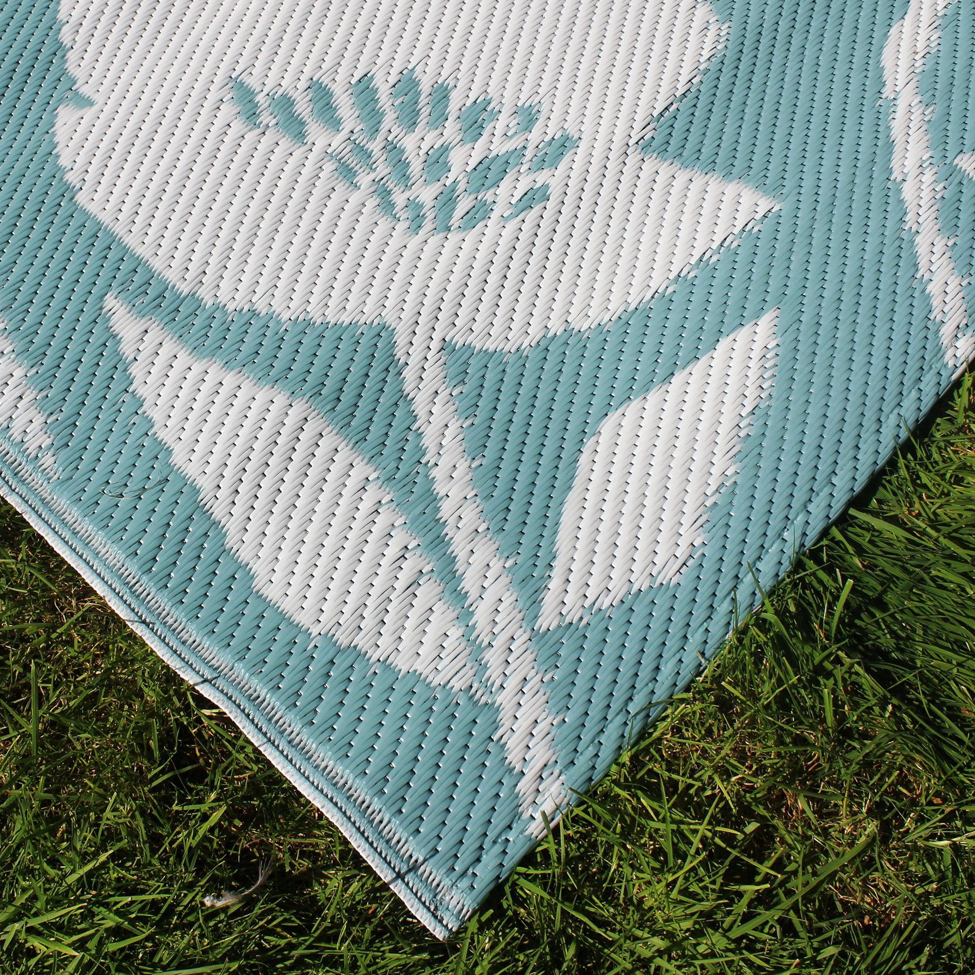 Fusion Luna Outdoor Rug - Waterproof & Durable Duck Egg Blue Patio Rug for Garden, Deck, Poolside - Perfect for Outdoor Decor & Entertaining