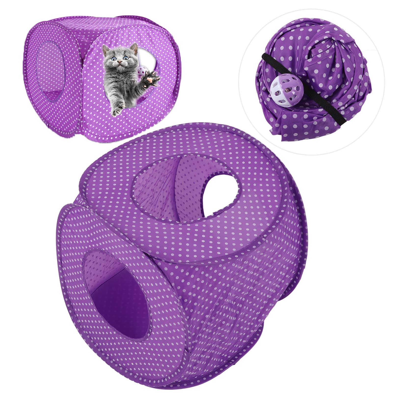 Collapsible Cat Tunnel for Indoor Play - Interactive Maze Toy for Cats, Kittens, Puppies & Rabbits | Fun Hideaway Bed & Play Tent for Small Pets - Perfect for Playtime, Exercise & Stress Relief