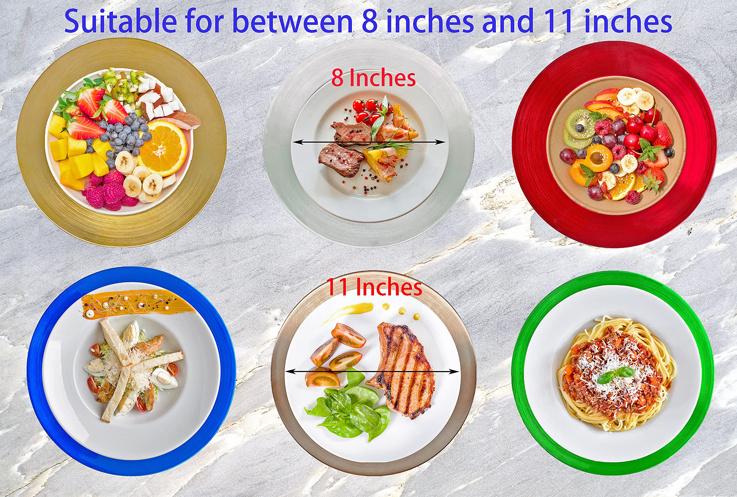 Henilosson 13 Inch Gold Metallic Foil Charger Plates - 24 Pack Round Dinner Plates for Weddings, Parties & Formal Events - Elegant Table Decor for Holiday Dining, Buffets & Special Occasions