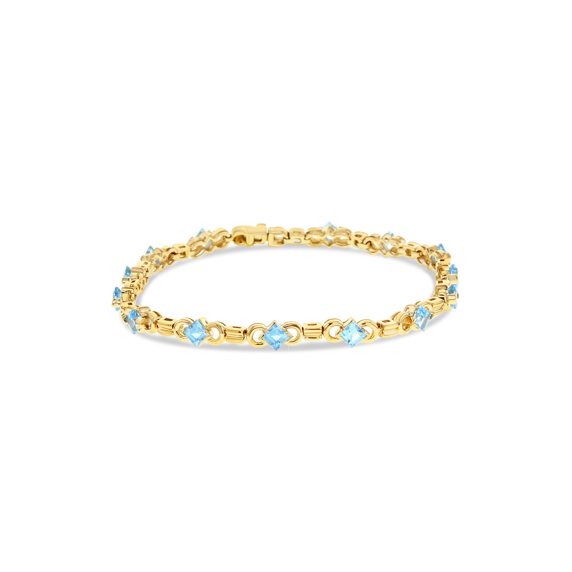 14K Yellow Gold Blue Topaz Tennis Bracelet for Women | Elegant Jewelry Gift for Birthday, Anniversary & Special Occasions