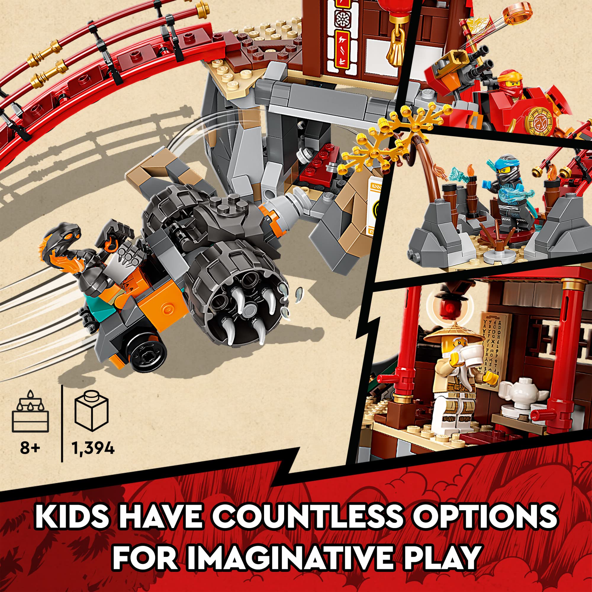 LEGO NINJAGO Ninja Dojo Temple 71767 Building Set - 8 Minifigures & Toy Snake - Spinjitzu Masters Toy for Kids - Collectible Mission Banner Series - Creative Pretend Play & Battle Scenes for Boys & Girls Ages 8+