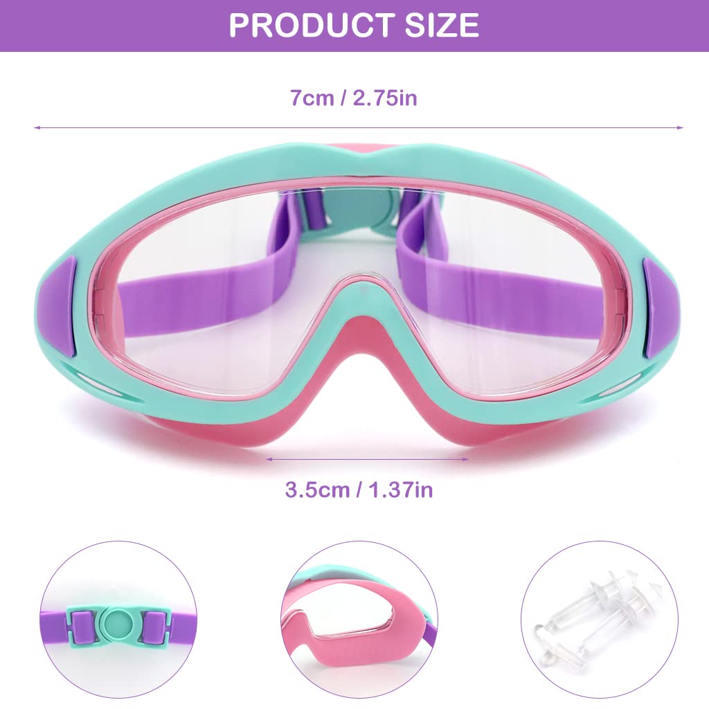 **Kids Swimming Goggles - Big Frame, Leakproof & UV Protection - Perfect for Pool, Beach & Swim Lessons**