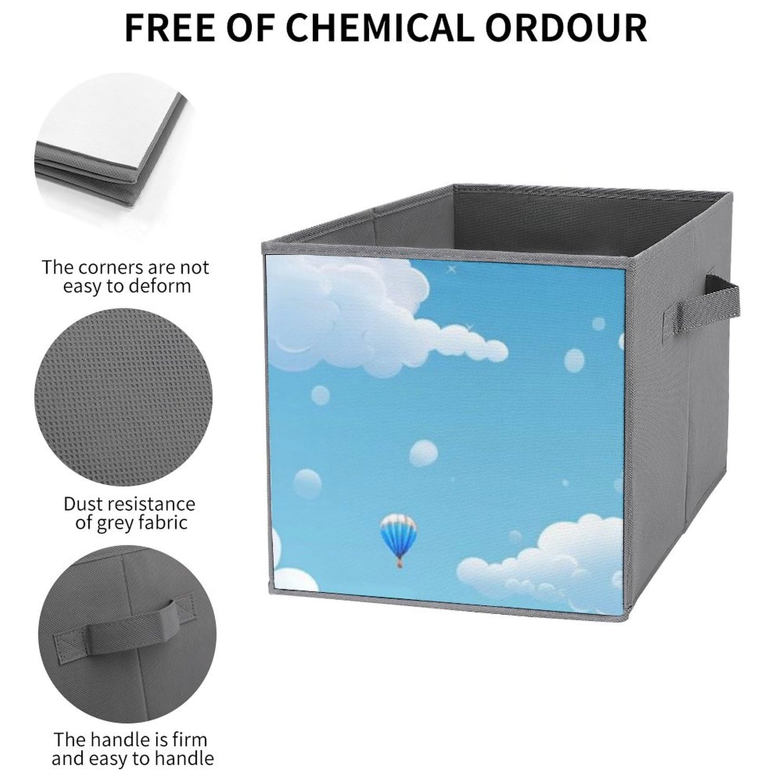6-Pack Cartoon Clouds Collapsible Storage Bins with Handles - Large Closet Organizer, Clothing Storage Boxes for Bedroom, Nursery & Kids Room Organization