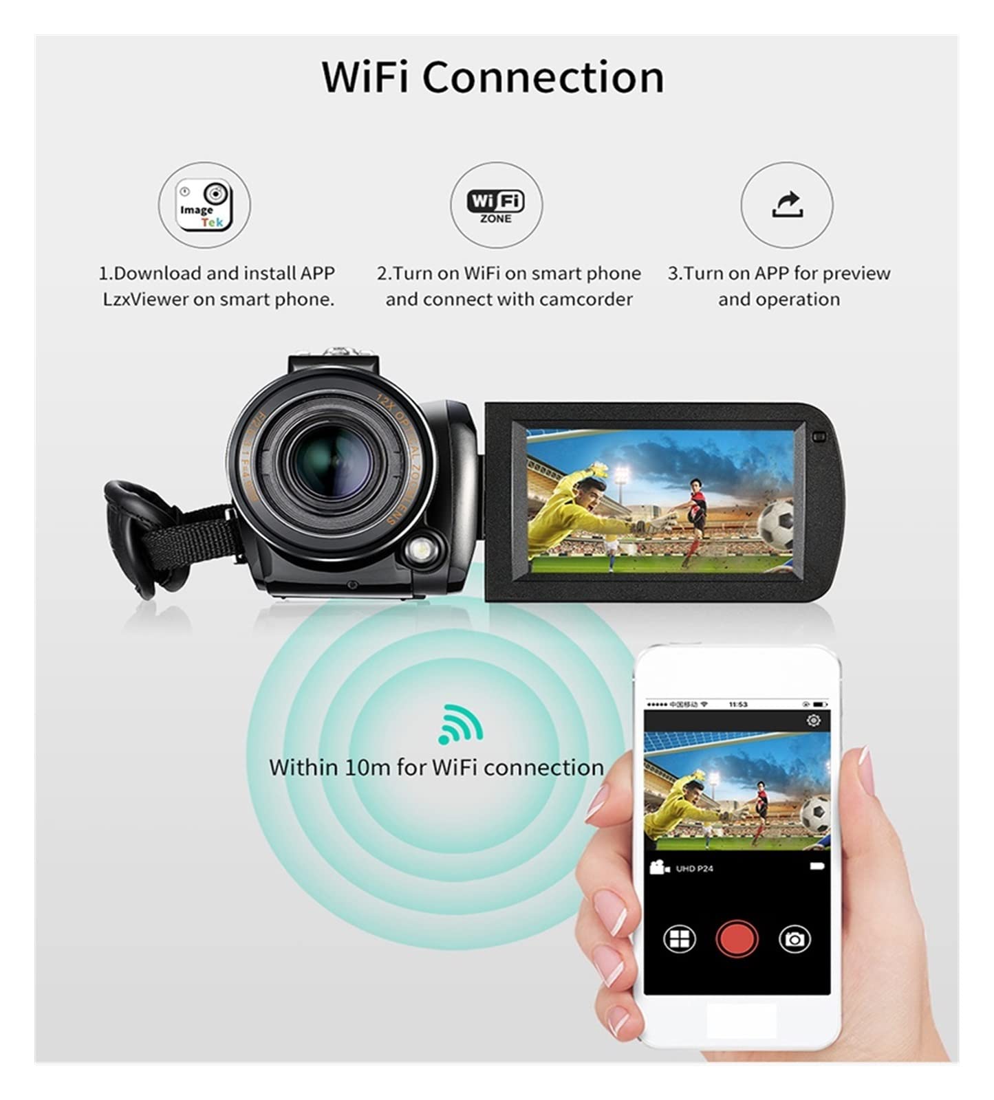 BODORME 4K Professional Video Camera with 12X Optical Zoom - HD Camcorder for Blogging, Live Streaming & Filming (Bundle B) | Perfect for Vlogging, YouTube Content Creation & Home Movies