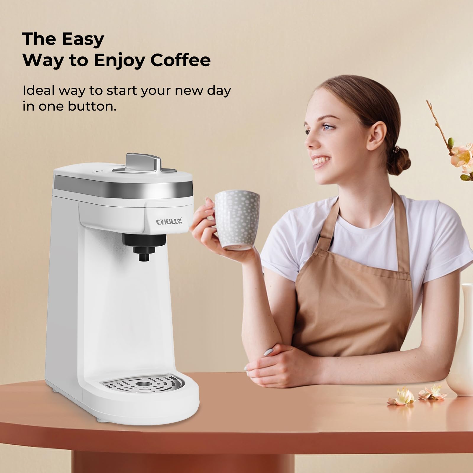 CHULUX 2-in-1 Mini Trip Coffee Maker - Compatible with K-Cups & Ground Coffee, Single Serve Coffee Machine for Americano & Espresso | Portable Pod Brewer for Home, Office & Travel Use