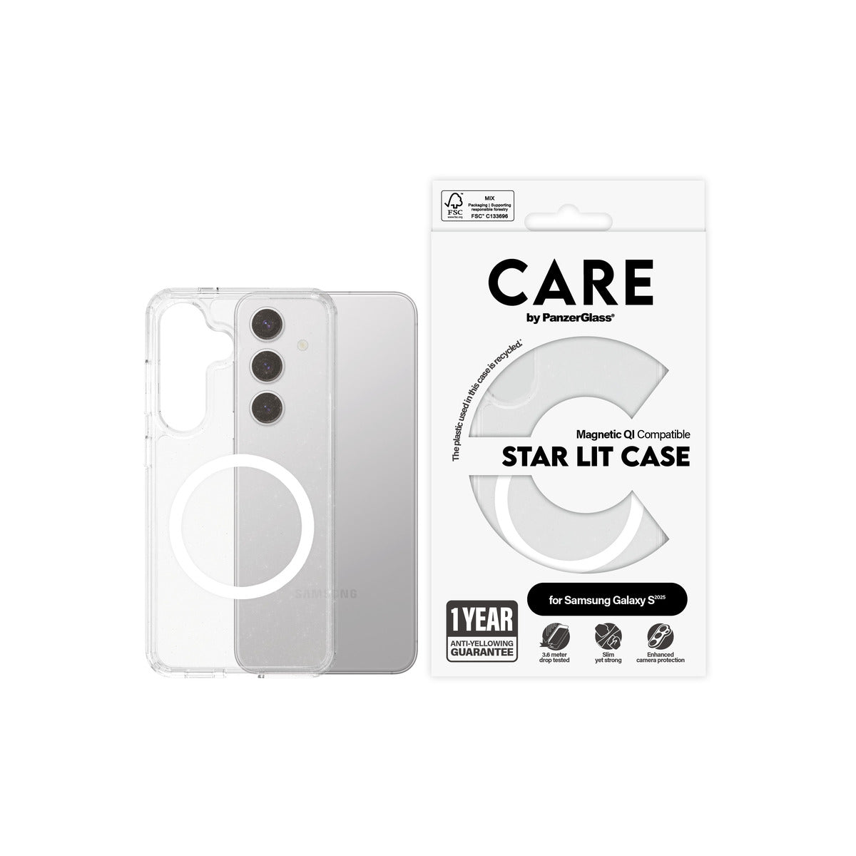 PanzerGlass CARE Flagship Shockproof Phone Case for Samsung Galaxy S25 - Slim Protective Cover for Everyday Use, Work & Outdoor Activities
