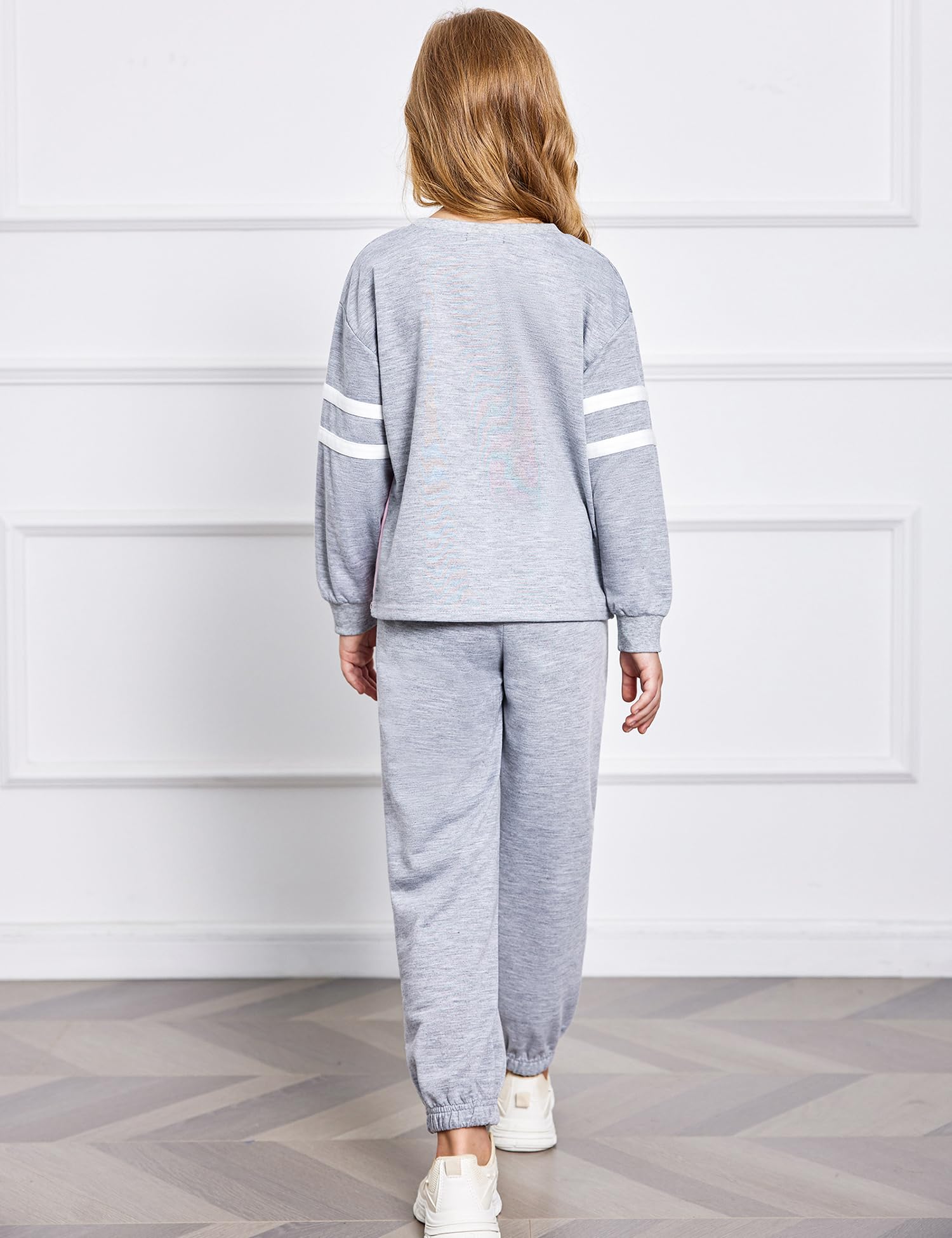 Arshiner Girls' Long Sleeve Color Block Sweatshirt & Lounge Pants Set with Pocket - Cute Matching Outfits for Toddler Girls - Perfect for Playdates, School & Family Photos