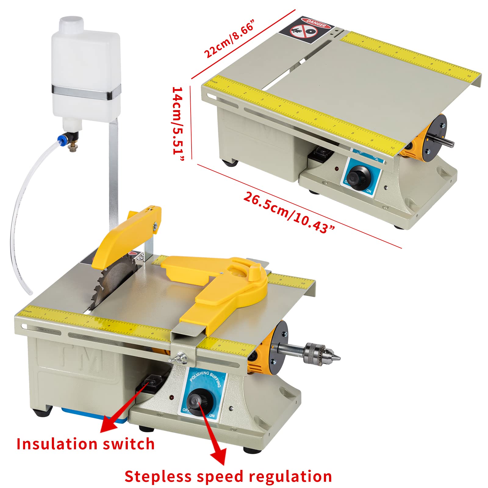 Professional 110V Mini Jewelry Lapidary Saw - DIY Rock Cutting & Polishing Machine with Flexible Shaft, 0-10000 RPM Benchtop Grinder for Gemstones, Left-Handed Use - Perfect for Jewelry Making, Stone Carving & Craft Projects