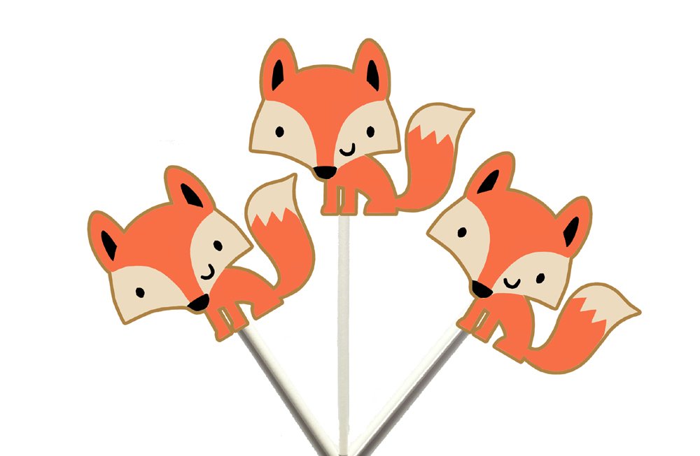 Fox Cupcake Toppers - Woodland Animal Cake Decorations for Birthday Parties, Baby Showers & Forest Theme Celebrations