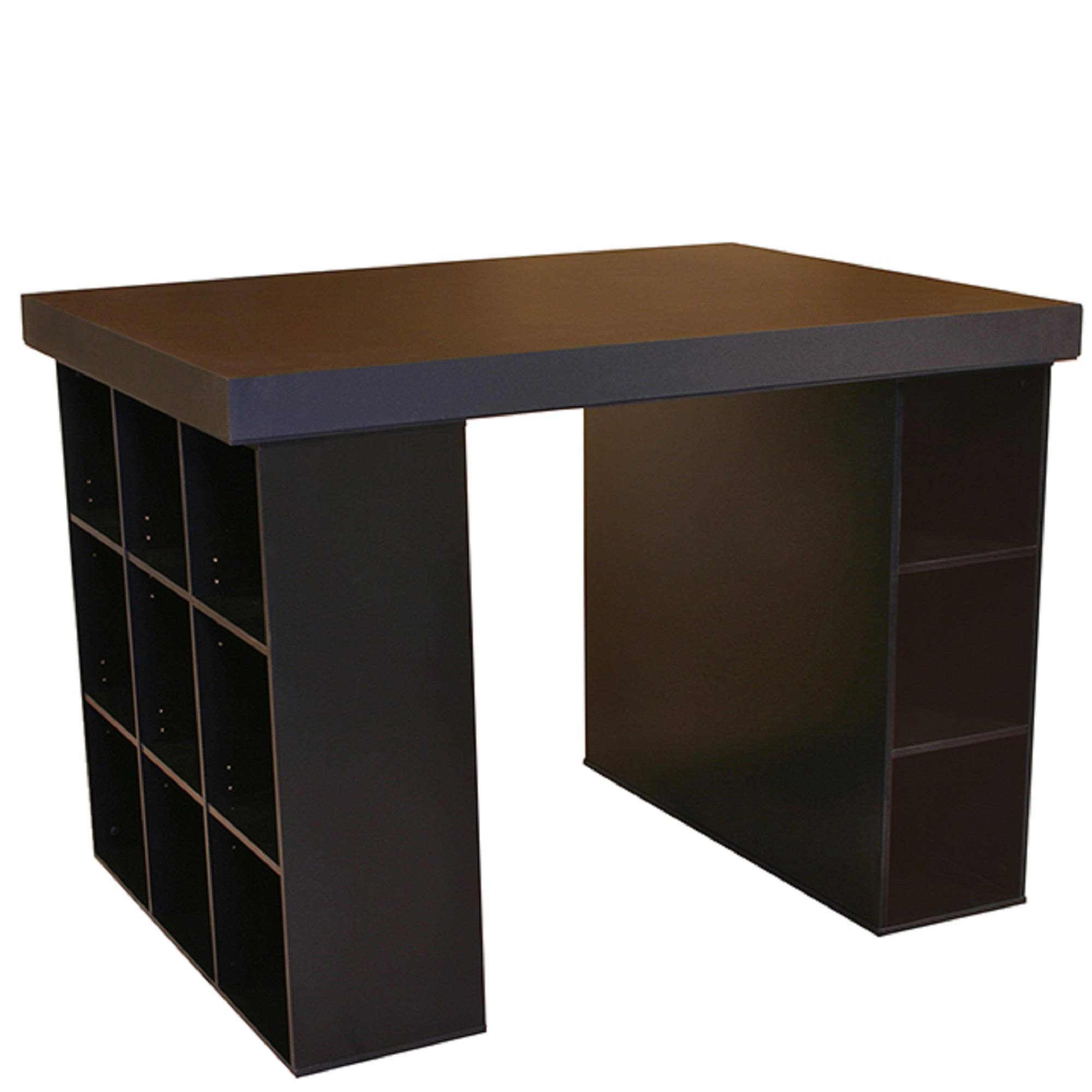 Black Project Center Desk with Bookcase & 3-Bin Storage Cabinet - Home Office Organization for Study, Work & Crafting