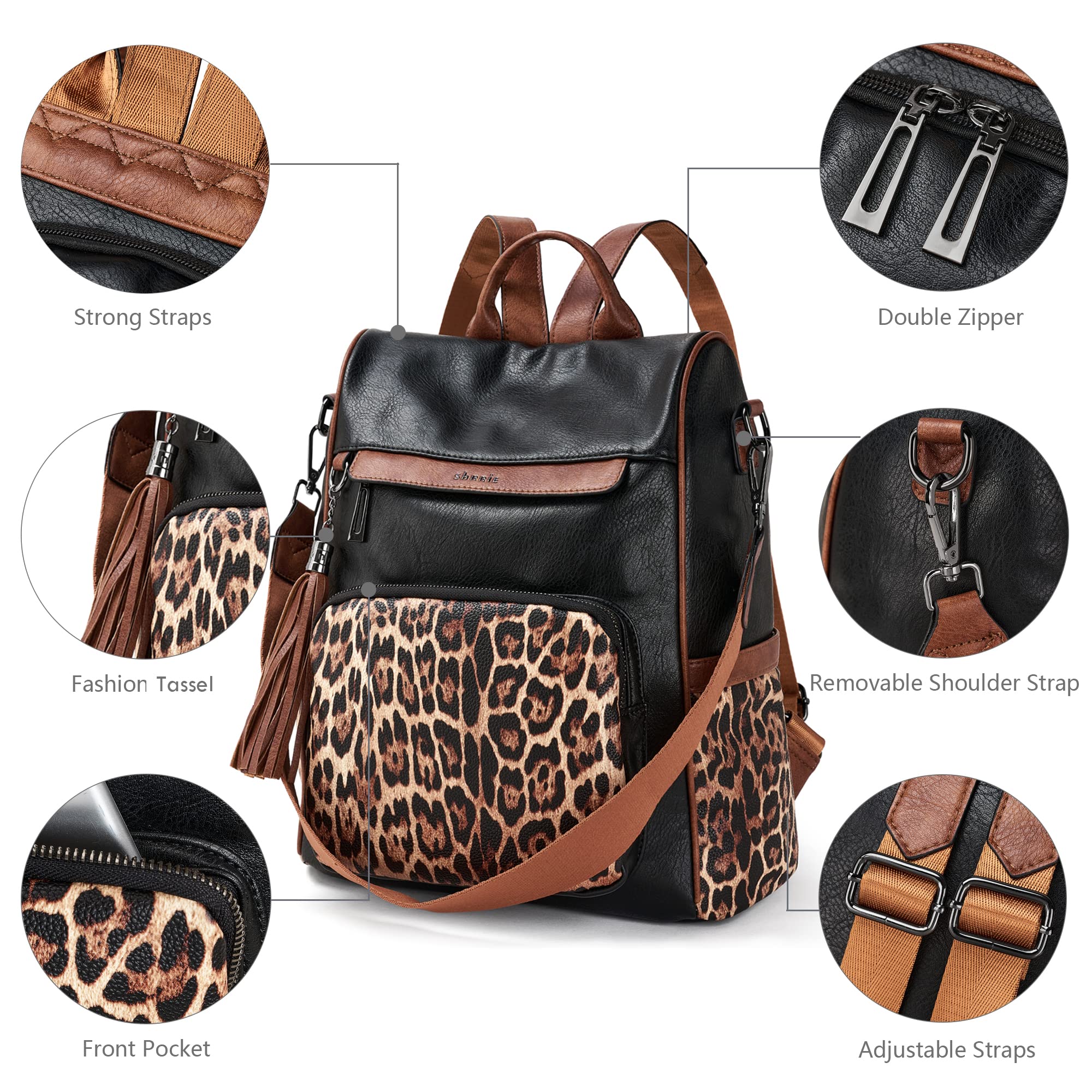 Shrrie Women's PU Leather Anti-Theft Travel Backpack Purse - Stylish Shoulder Bag with Tassel for Work, School & Travel Accessories