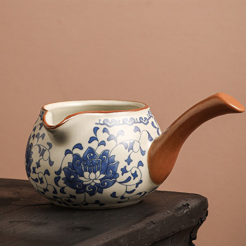 Exquisite Blue and White Porcelain Automatic Tea Set - Traditional Chinese Ceramic Tea Maker with Electric Heating for Home, Office, or Gift Giving