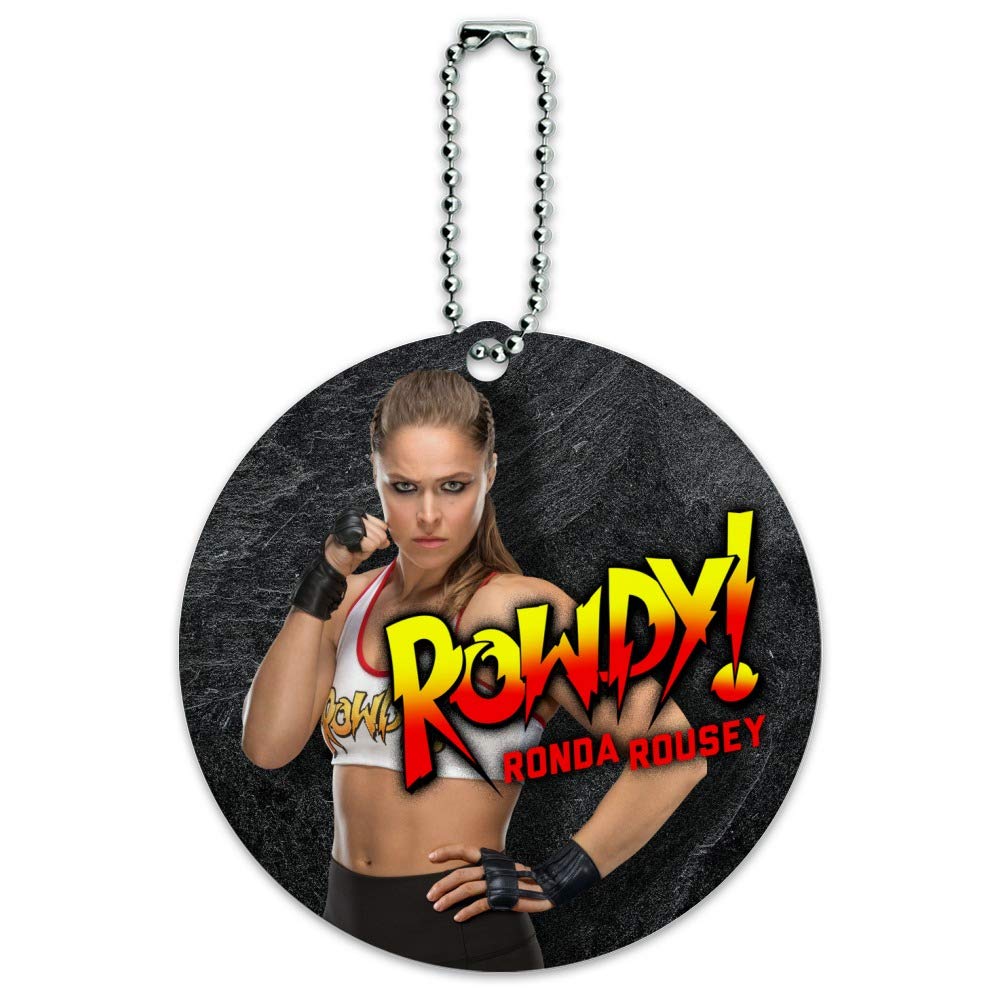 WWE Rowdy Ronda Rousey Round Luggage ID Tag - Durable Suitcase & Carry-On Baggage Identifier for Travel Accessories - Perfect for Airports, Business Trips and Vacation Identification
