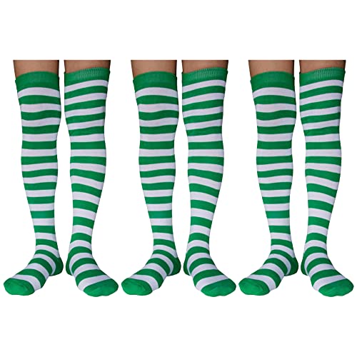 Z2 - Set of 3 - Green and White Striped Socks - St. Patrick's Day