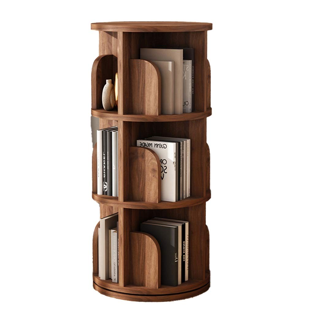 360° Rotating Kids Bookshelf - Adjustable Height Wall Mounted Corner Book Display Stand with Multi-Layer Storage for Picture Books (Walnut, 39x99cm) - Perfect for Nursery, Playroom & Classroom Organization