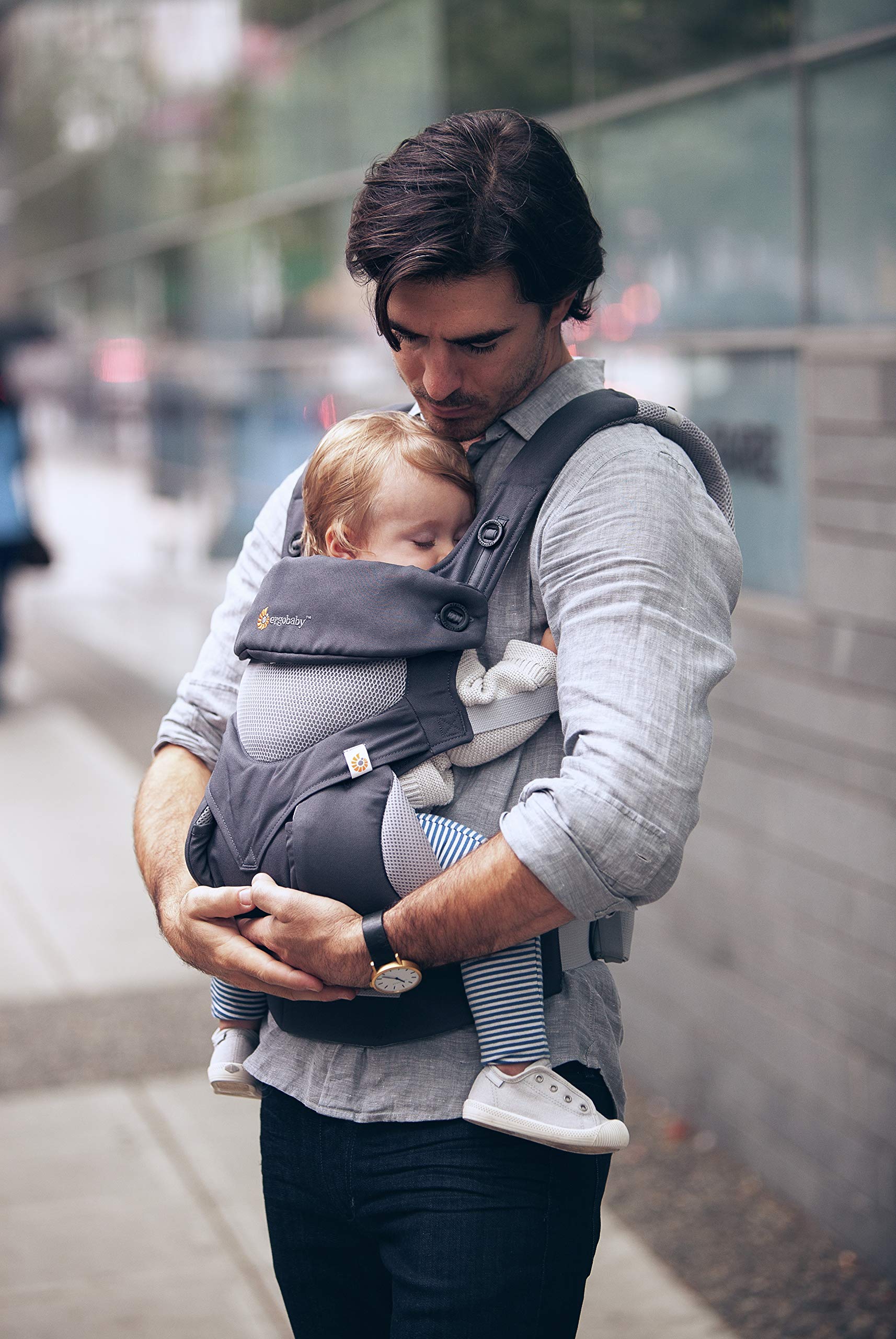 Ergobaby 360 All-Position Baby Carrier with Lumbar Support for Newborn to Toddler (12-45 lbs) - Breathable Cool Air Mesh, Carbon Grey - Perfect for Hands-Free Parenting, Hiking & Travel