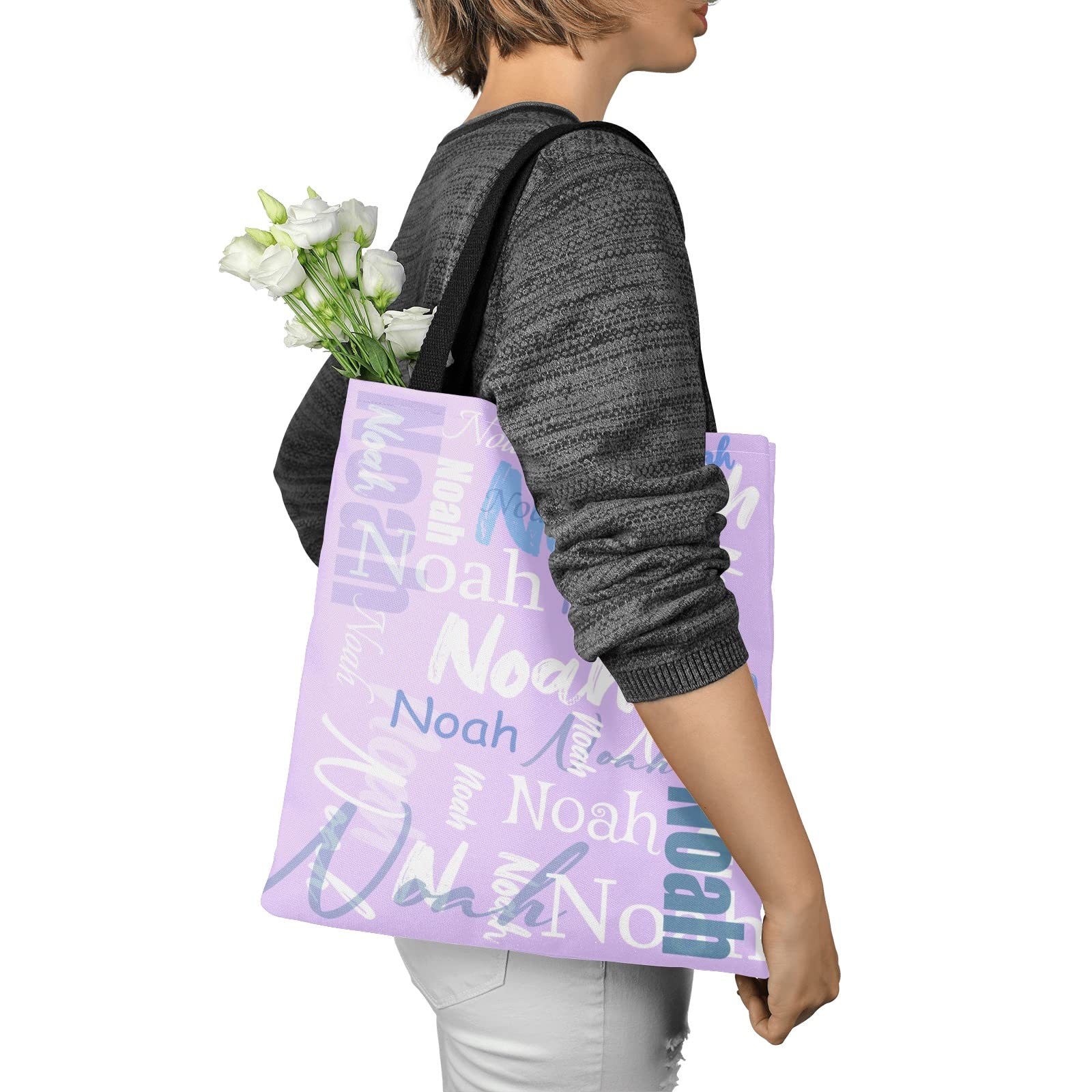 Custom Personalized Tote Bags for Women - Monogrammed Name Tote Bag Gift for Birthday, Christmas, Valentines Day - Perfect for Shopping, Beach & Everyday Use