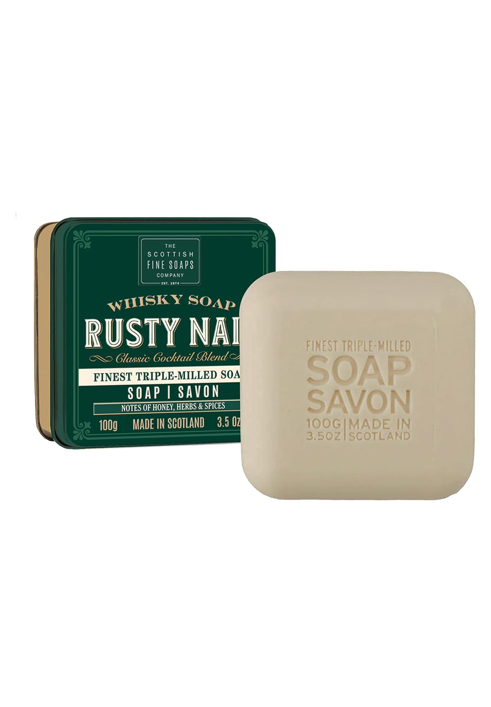 Handmade Scottish Soap in Rusty Nail Scented Tin - Luxury Bar Soap for Men & Women | Perfect for Gifts, Bathroom Decor & Travel