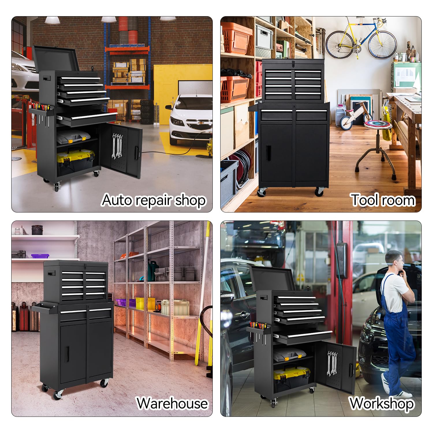 5-Drawer Rolling Tool Chest - Heavy Duty High Capacity Tool Storage Cabinet with Adjustable Shelf & Lockable Drawers | 2-in-1 Detachable Mechanic Tool Box on Wheels | Perfect for Garage, Workshop, Warehouse & Auto Repair Shops | Durable Tool Organization for Professionals & DIY Enthusiasts