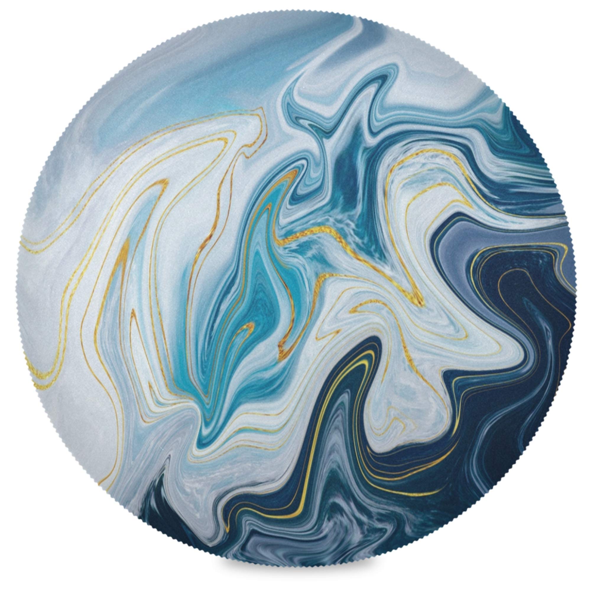 MNSRUU Round Placemats Set of 4 - Blue Gray Marble Pattern Heat-Resistant & Washable Table Mats for Dining, Kitchen, and Party Decor