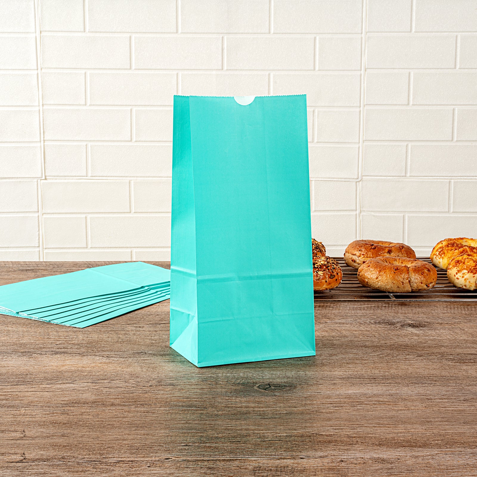 Eco-Friendly Turquoise Paper Bags - 8 lb Capacity, 6 x 4 x 11.75 Inches - Pack of 100 - Perfect for Retail Shopping, Gift Wrapping & Party Favors