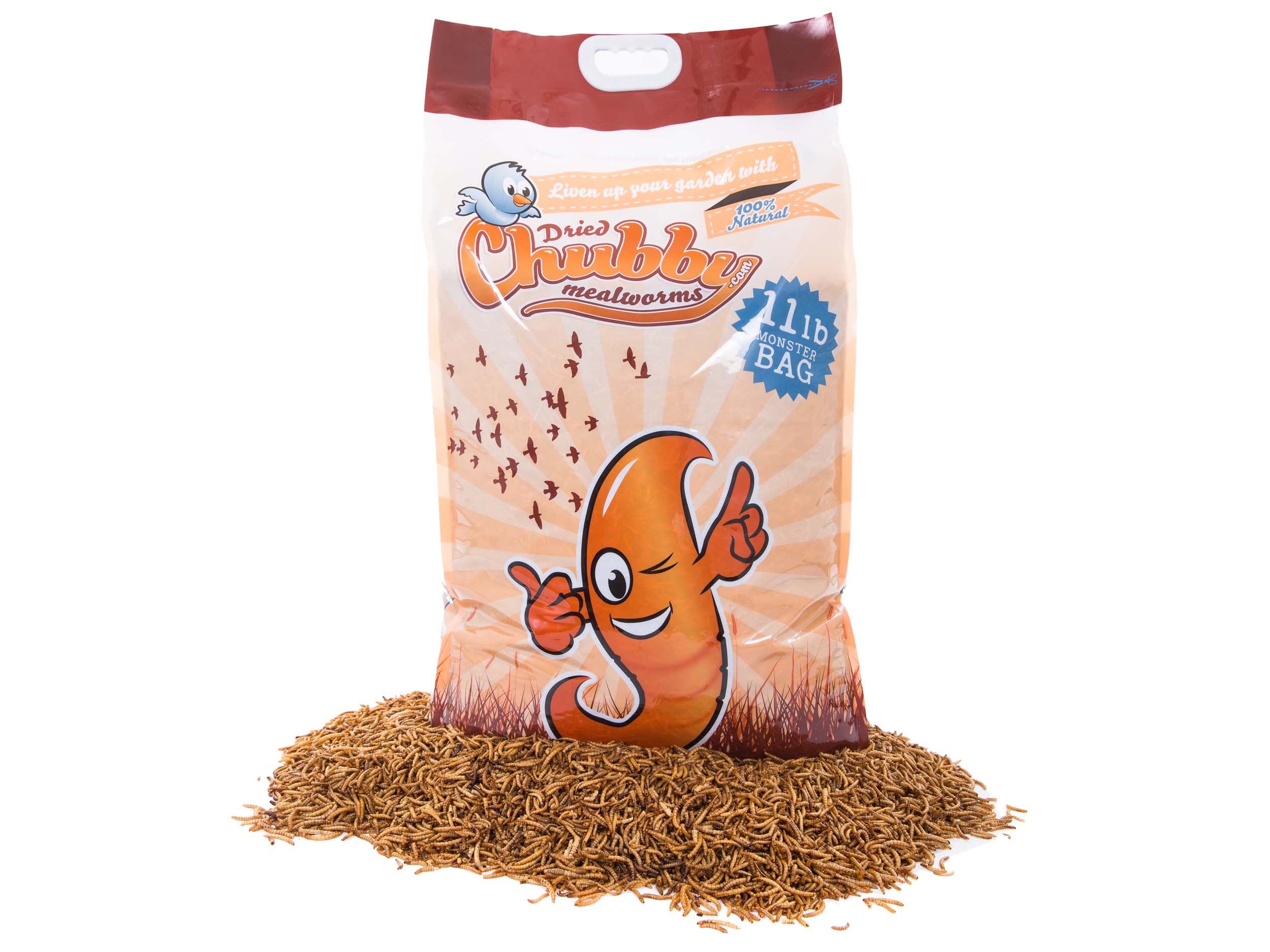 11Lbs Chubby Dried Mealworms - High Protein Bird & Reptile Food for Chickens, Wild Birds, Turtles - Perfect for Pet Feeding, Fishing Bait & Garden Composting