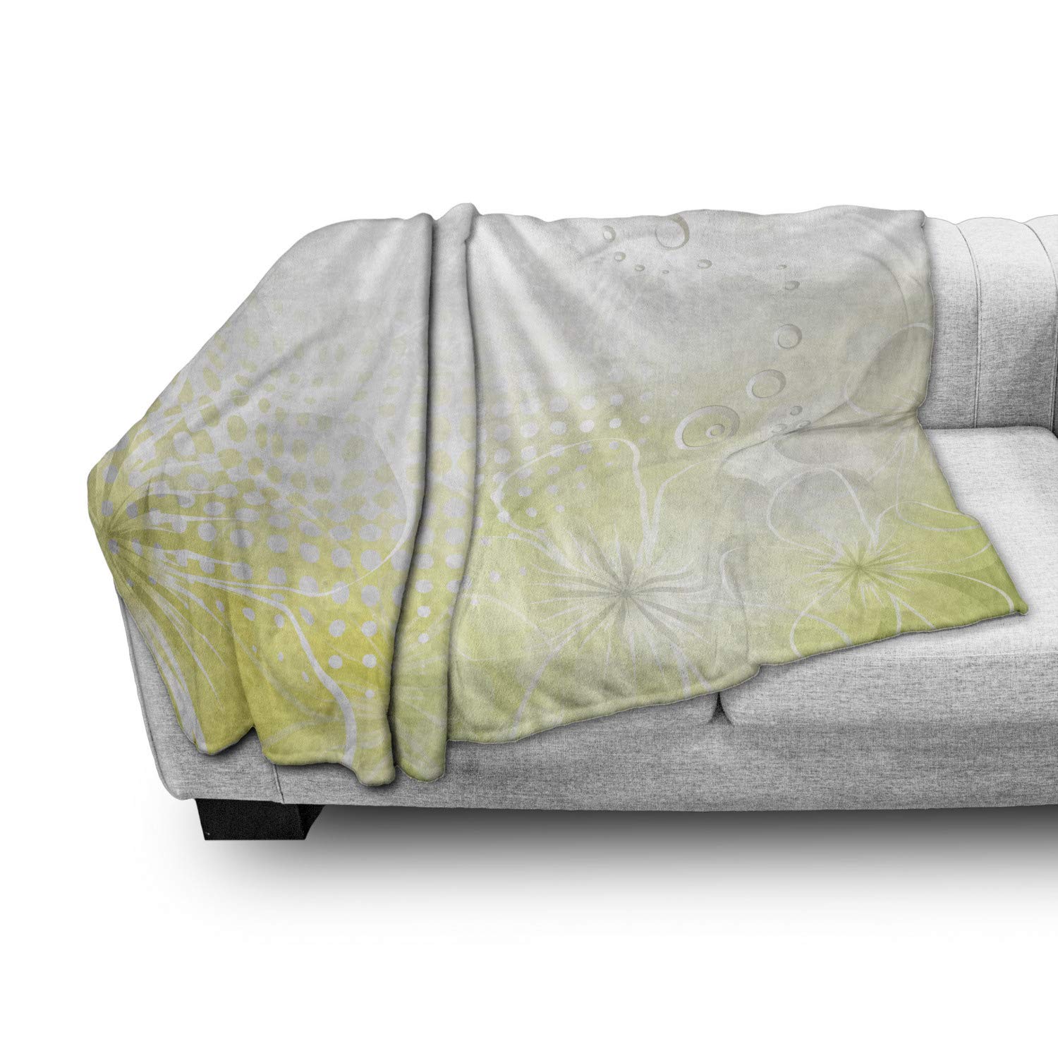 Ambesonne Grey and Yellow Flannel Fleece Throw Blanket - 50
