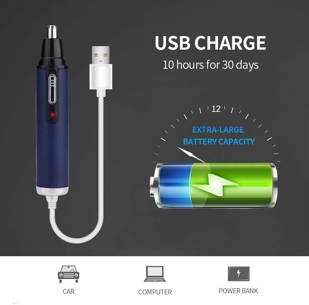 USB Rechargeable Ear & Nose Hair Trimmer for Men & Women - Portable Facial Grooming Kit with Protective Cover - Perfect for Travel, Home & Personal Care