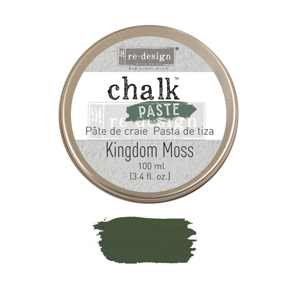 Prima Redesign Chalk Paste - Moss Green - 100ml (3.4oz) DIY Furniture Paint for Cabinets, Tables & Home Decor - Eco-Friendly Chalk Style Paint for Upcycling Projects