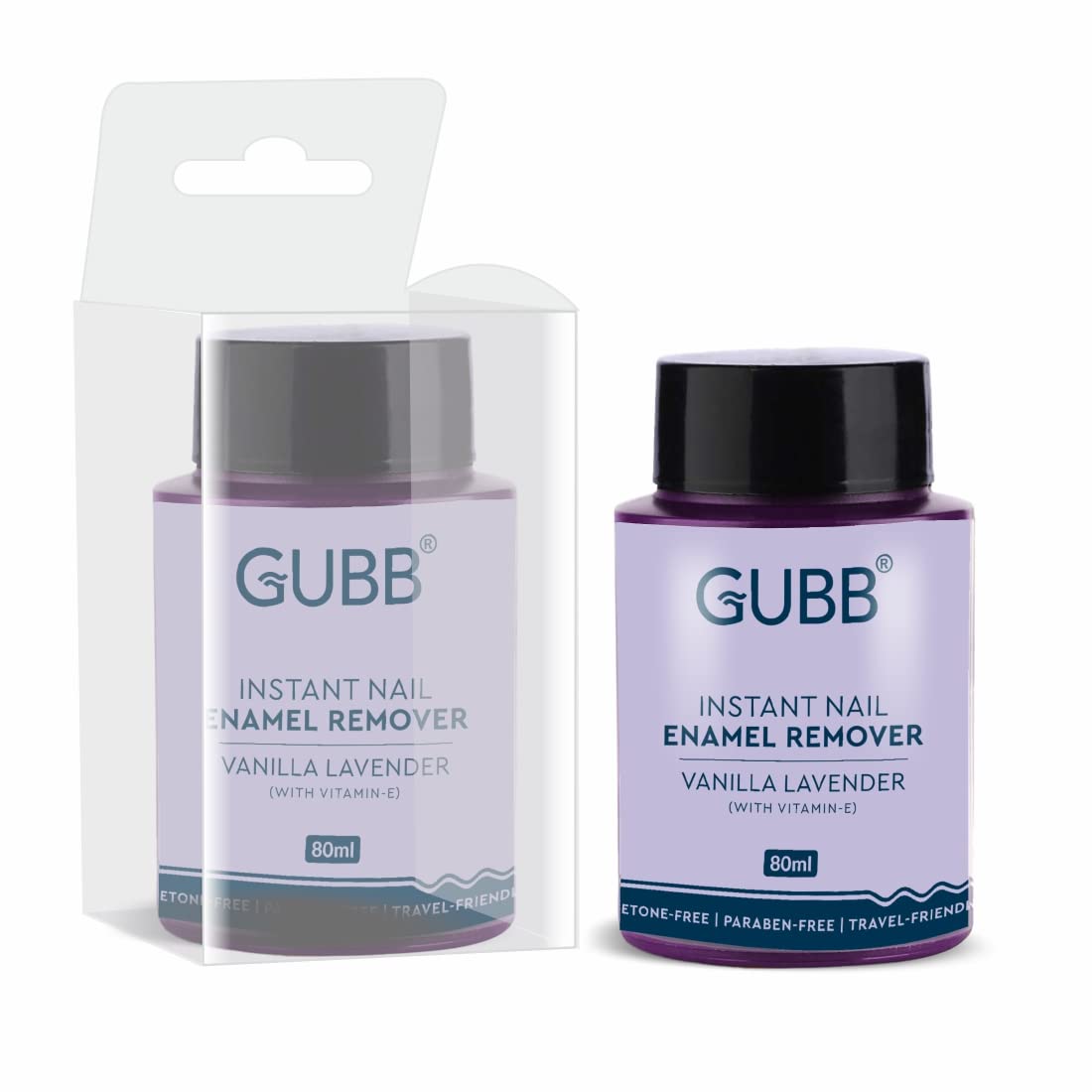 GUBB Acetone-Free Nail Polish Remover with Vitamin E | Lavender Scented Dip & Twist Formula | Gentle on Natural Nails (80ml) | Perfect for At-Home Manicures & Nail Care Routines