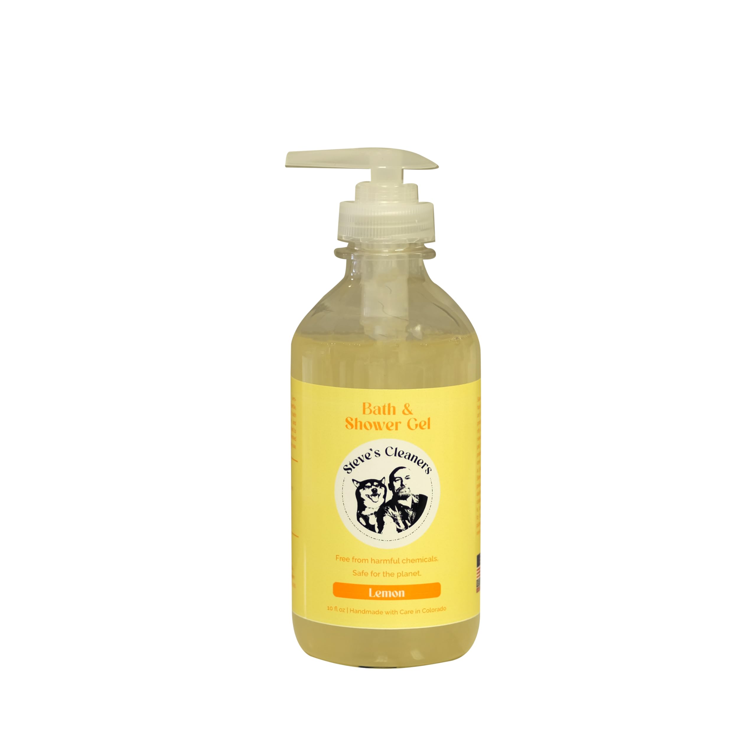Steve's Cleaners Lemon Bath & Shower Gel - SLS-Free, Plant-Based Body Wash for Sensitive Skin - Non-Toxic, Paraben-Free, Moisturizing & Refreshing Citrus Scent - 10 oz (Pack of 3) - Perfect for Daily Shower, Spa Day & Gentle Skin Care Routine
