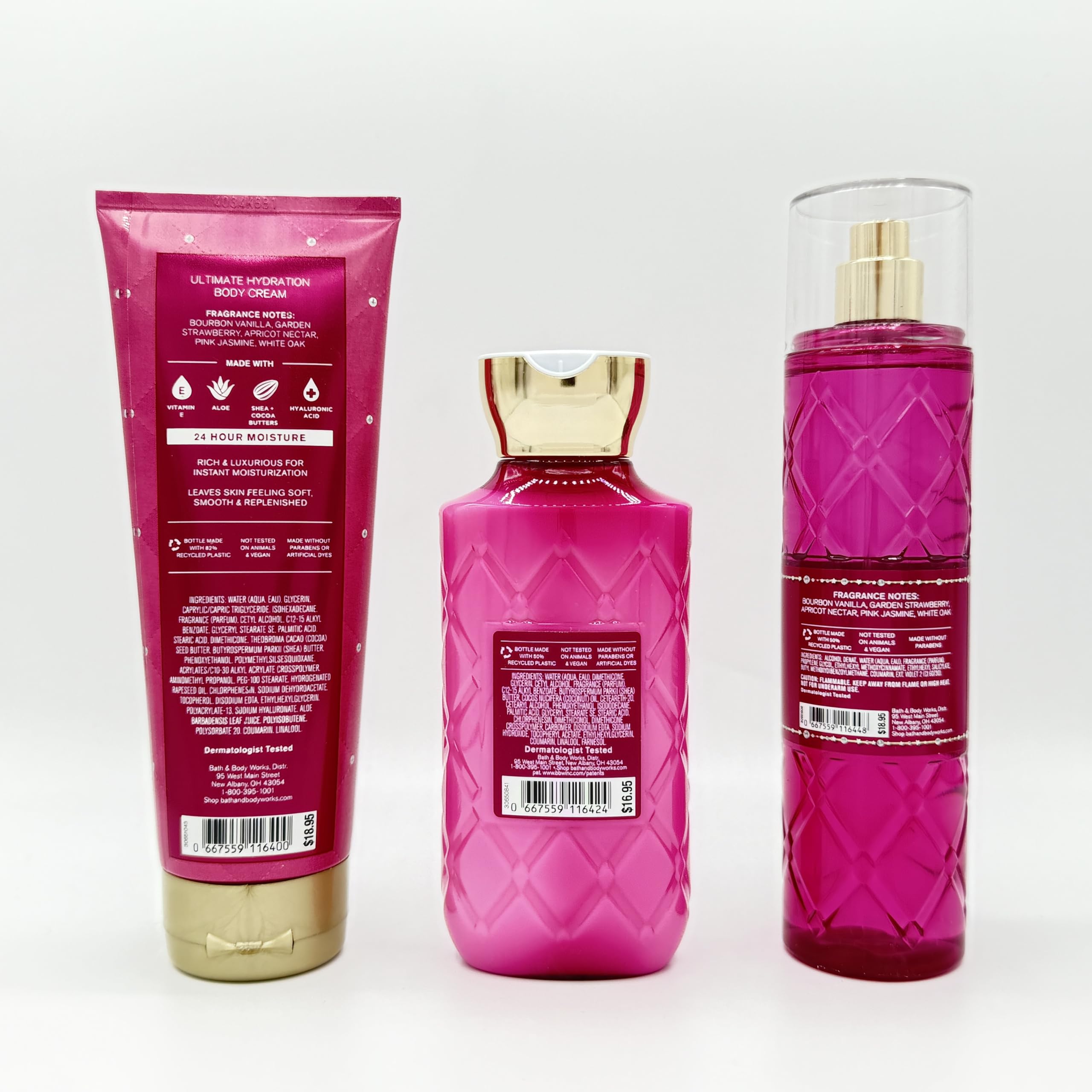 Bourbon Strawberry & Vanilla 3-Piece Bath Set - Hydrating Body Cream, Nourishing Lotion & Fragrance Mist | Perfect for Self-Care, Gifts & Spa Days