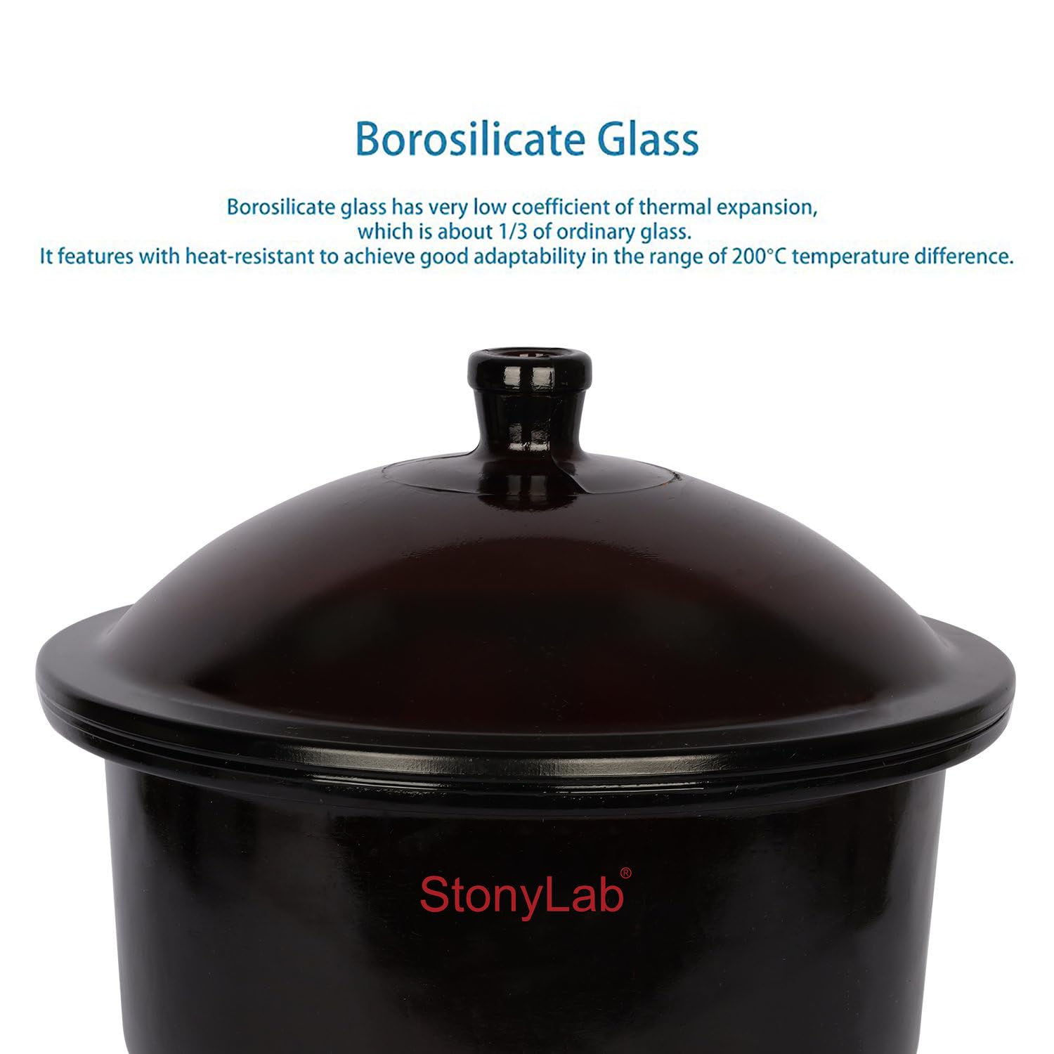 Stonylab 11.81 Inch Amber Glass Desiccator Jar with Knob Cover & Porcelain Plate - Lab Desiccator for Drying, Moisture Control & Laboratory Research | Ideal for Chemical Storage, Herb Drying & Scientific Experiments