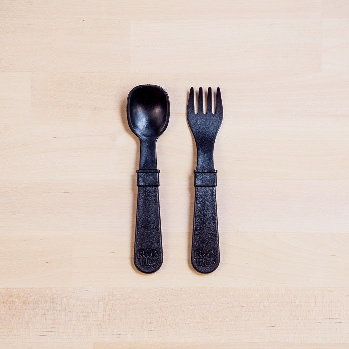 Re Play Fork & Spoon Set - BPA-Free Toddler Utensils for Kids - Durable Plastic Baby Feeding Set for Travel, Daycare & Home Use
