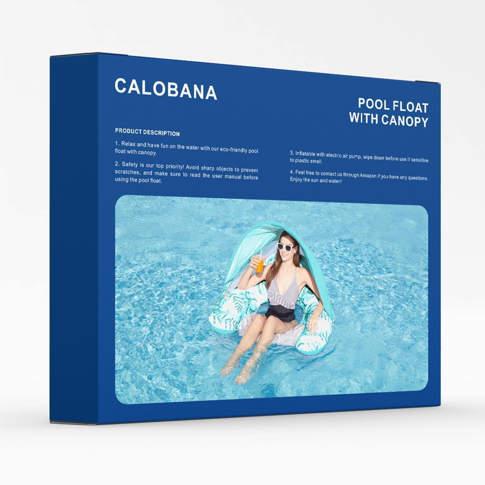 Premium Inflatable Pool Float with Adjustable Canopy - Comfortable Sun Shade Lounger for Adults, Best for Summer Relaxation by Pool, Beach, Lake Vacation