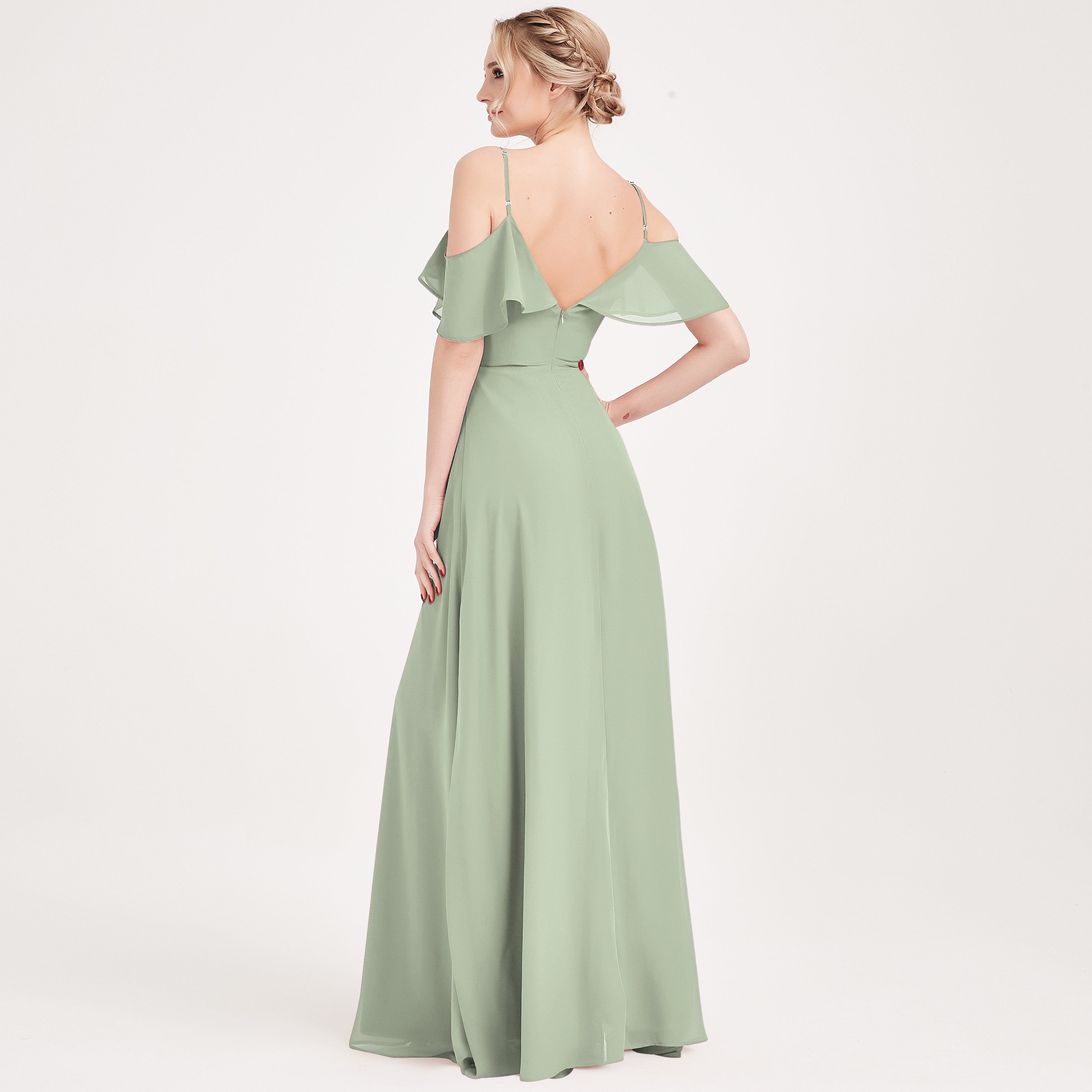 Convertible Bridesmaid Dress in Cabernet Chiffon - 3-Way Styling A-Line Gown for Weddings, Parties & Formal Events